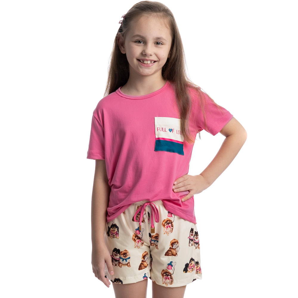 Pijama Curto Infantil Lovely Rosa-2 - Imagem 1