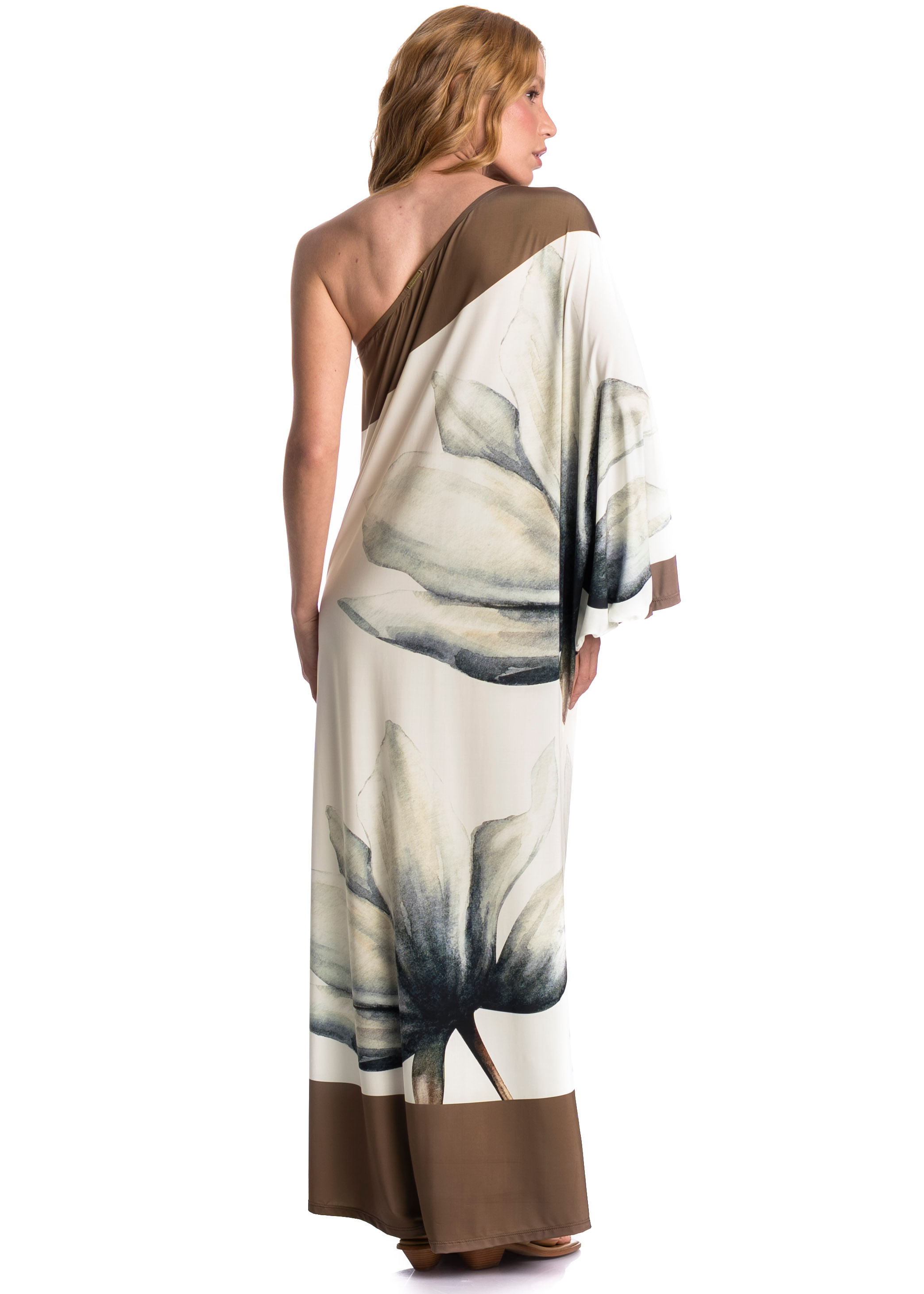 Vestido Assimétrico Com Manga Brisa Branco - Imagem 2