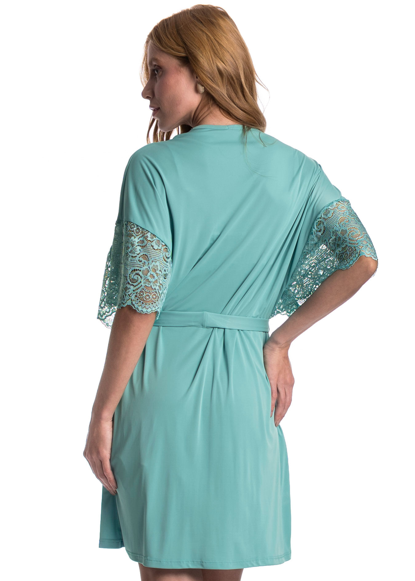 Robe Feminino Curto Com Renda Manu Colors Azul - Imagem 2