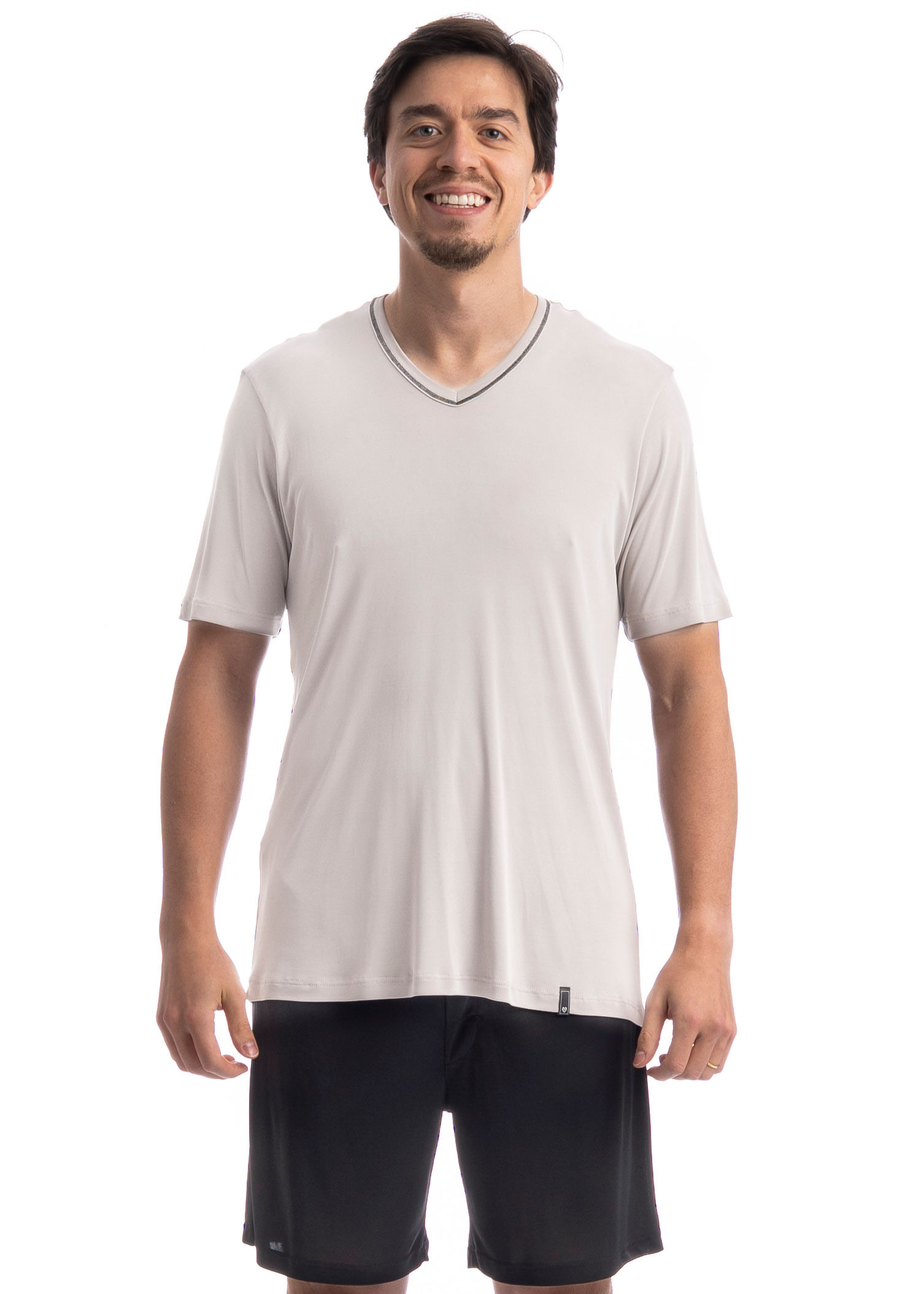 Pijama Masculino Curto Luar Tombini Cinza - Imagem 1