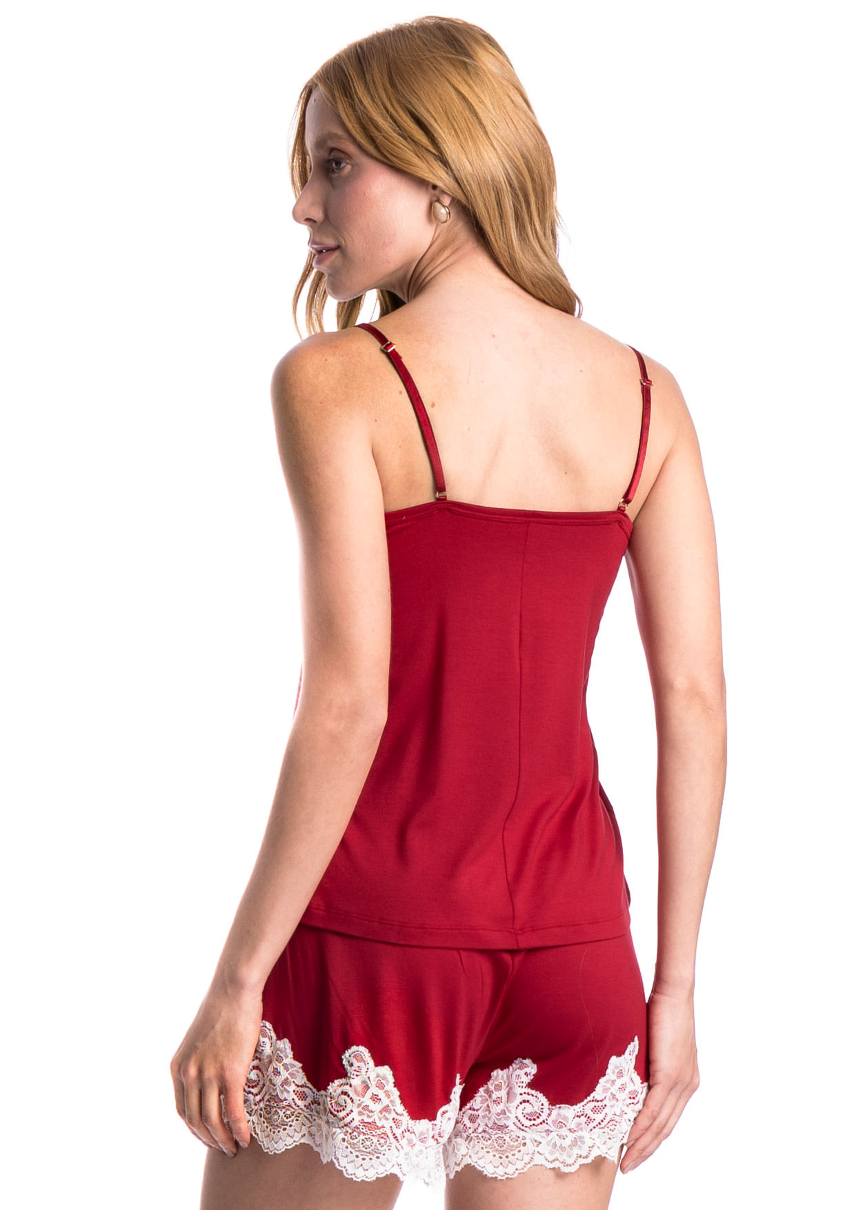 Short Doll Com Renda Paula Vermelho - Imagem 2