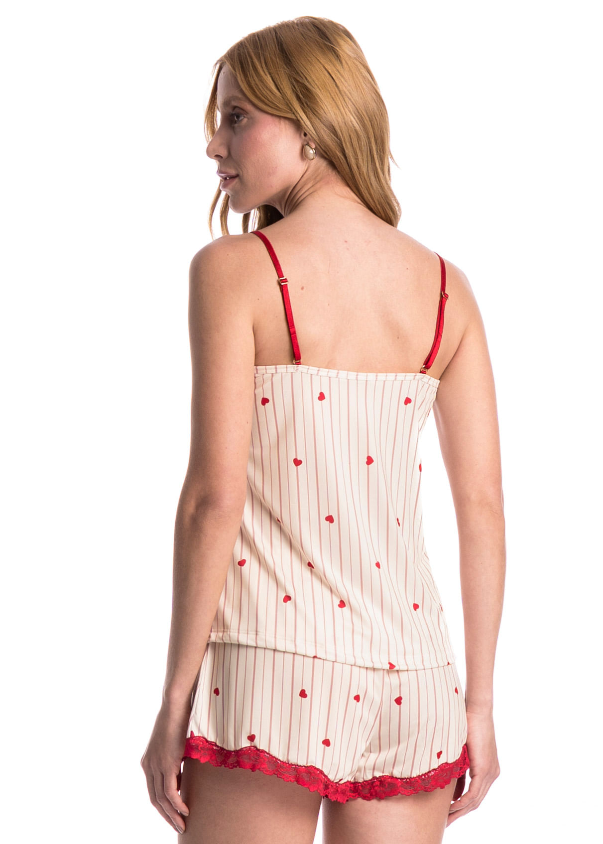 Short Doll Mini Com Renda Love Vermelho - Imagem 2