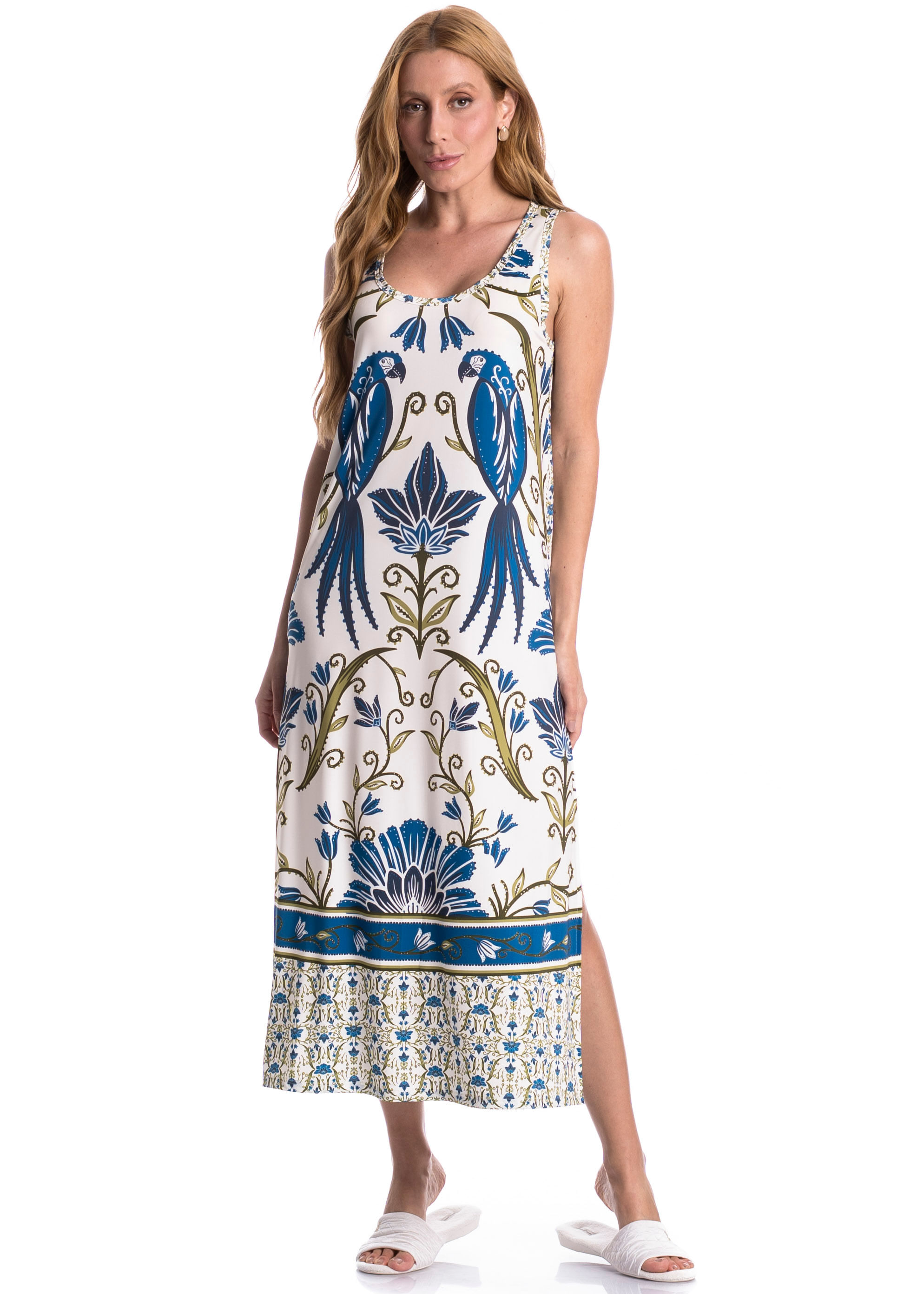 Vestido Longo Regata Milena Azul-2 - Imagem 1