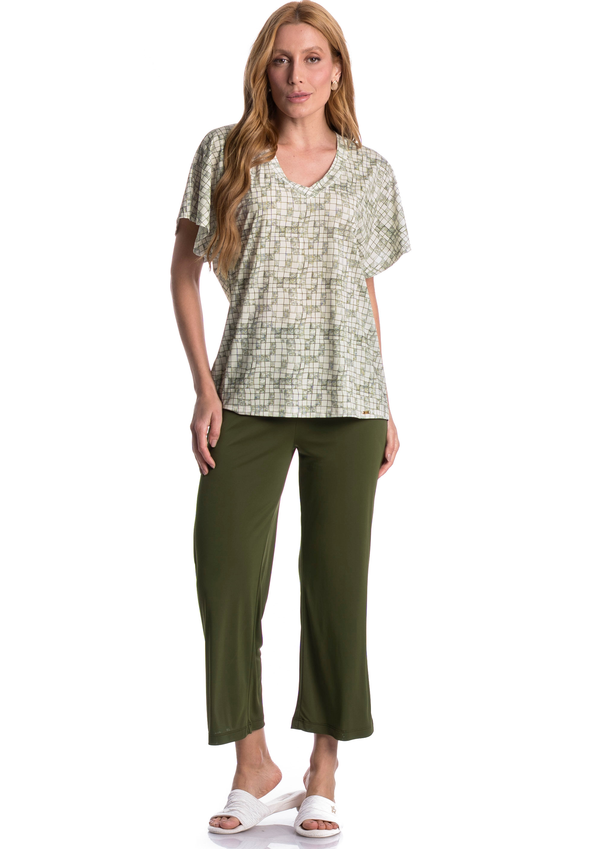 Pijama Feminino Capri Refúgio Verde - Imagem 1