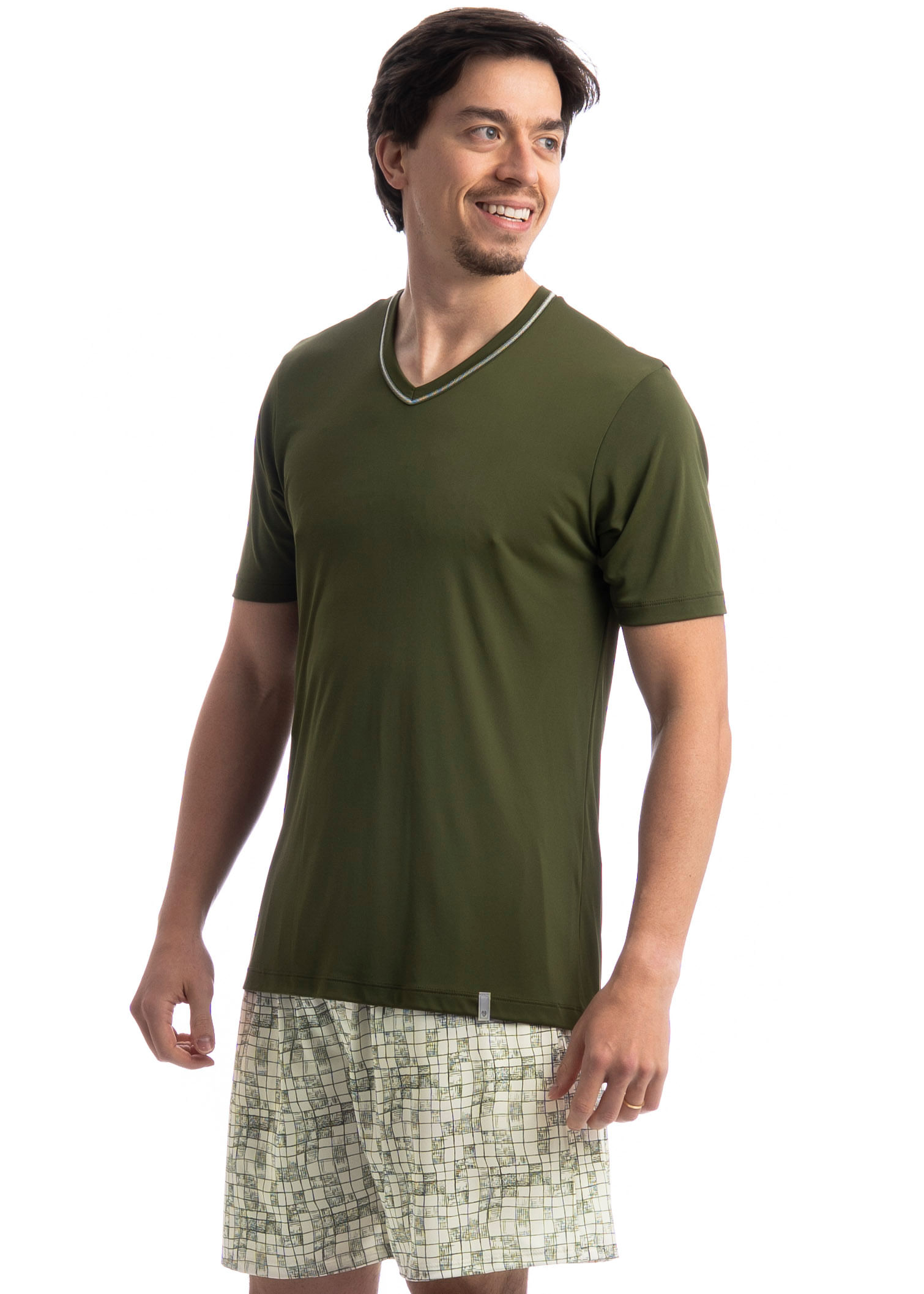 Pijama Masculino Curto Refúgio Tombini Verde - Imagem 1