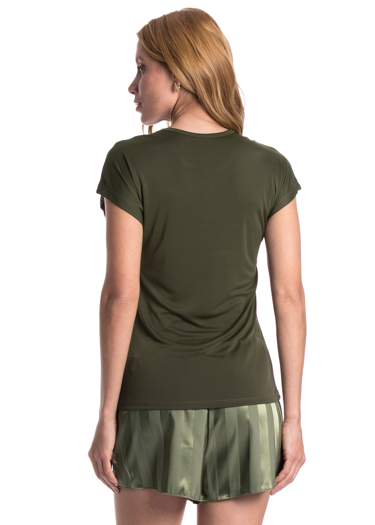 Pijama Feminino Curto Cetim Júlia Verde - Imagem 2