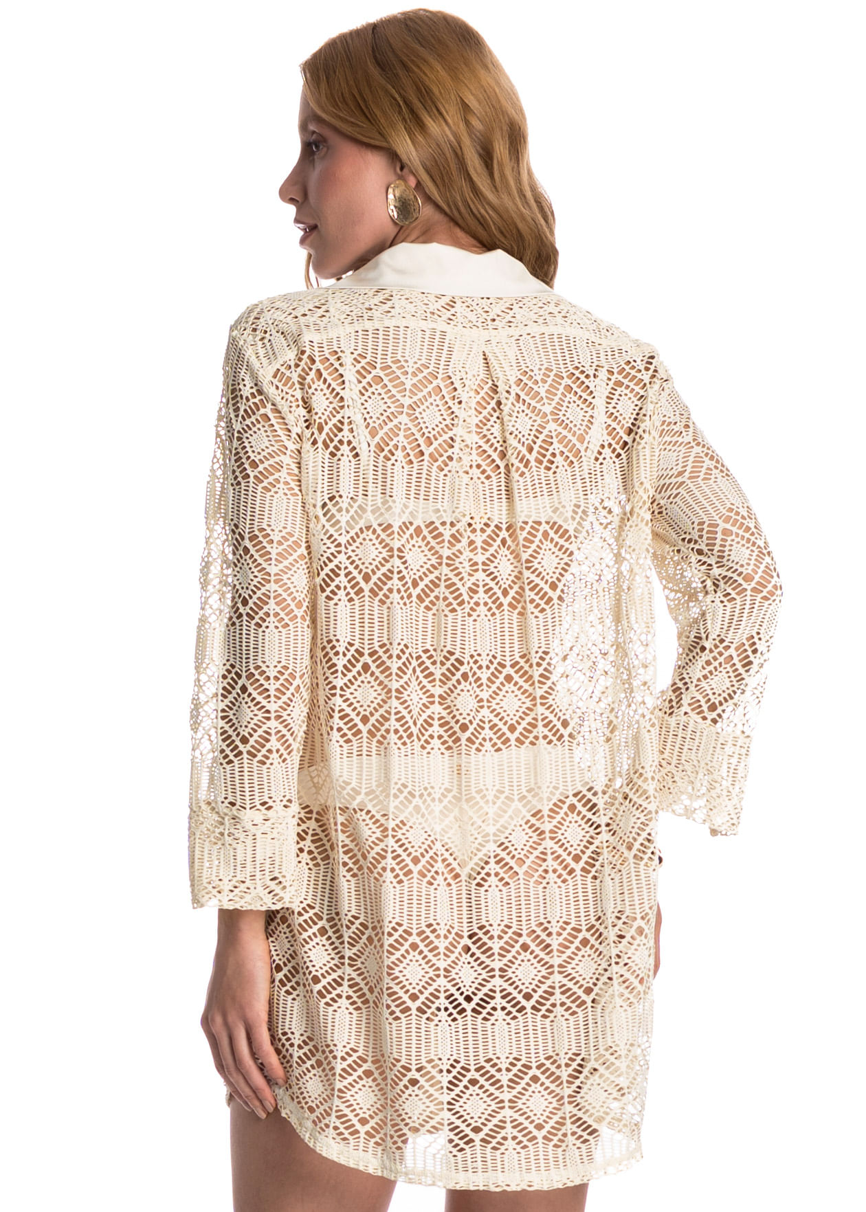 Camisa Feminina Em Rendão Riviera Branco - Imagem 2