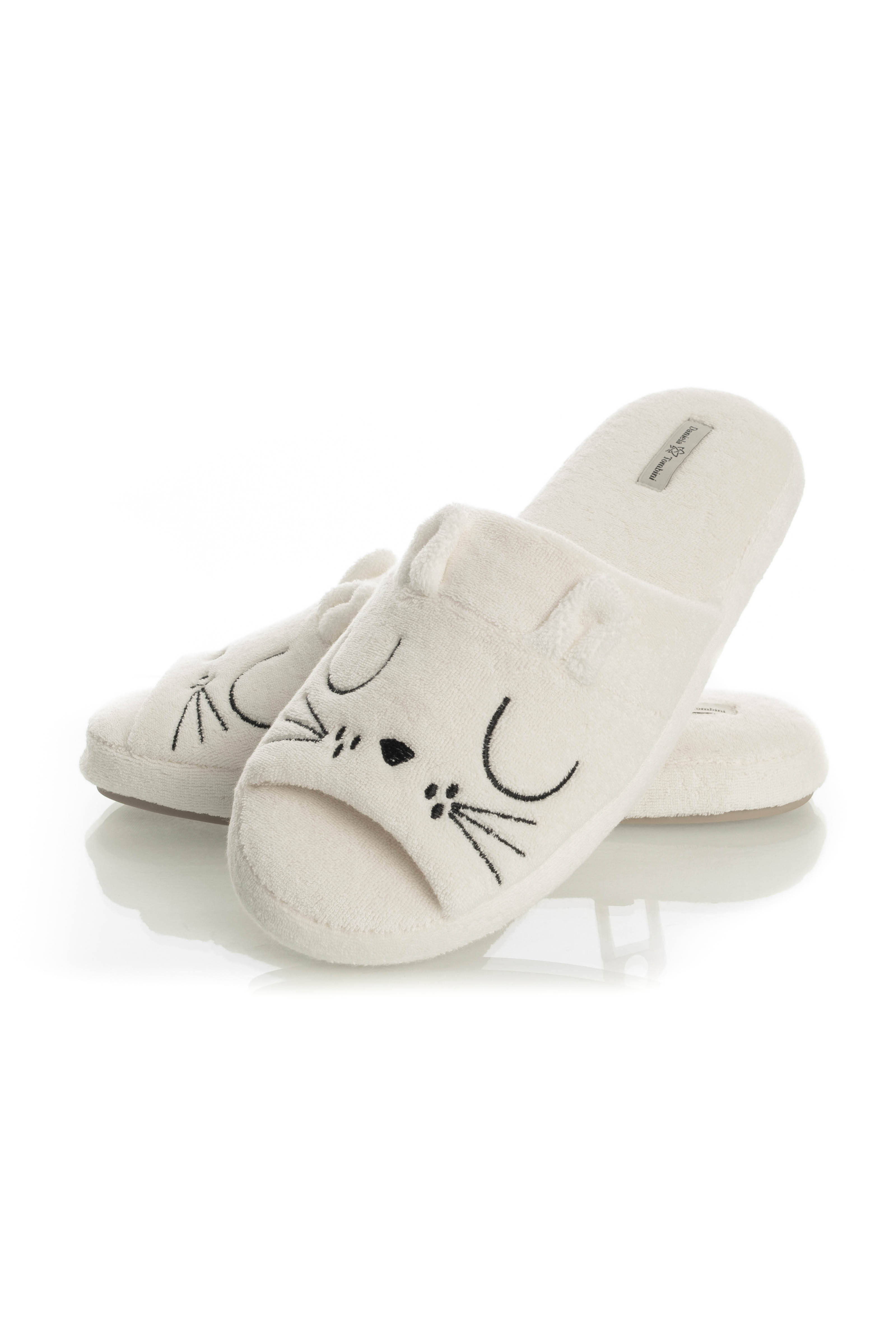 Chinelo Feminino Em Atoalhado Cats Branco - Imagem 1