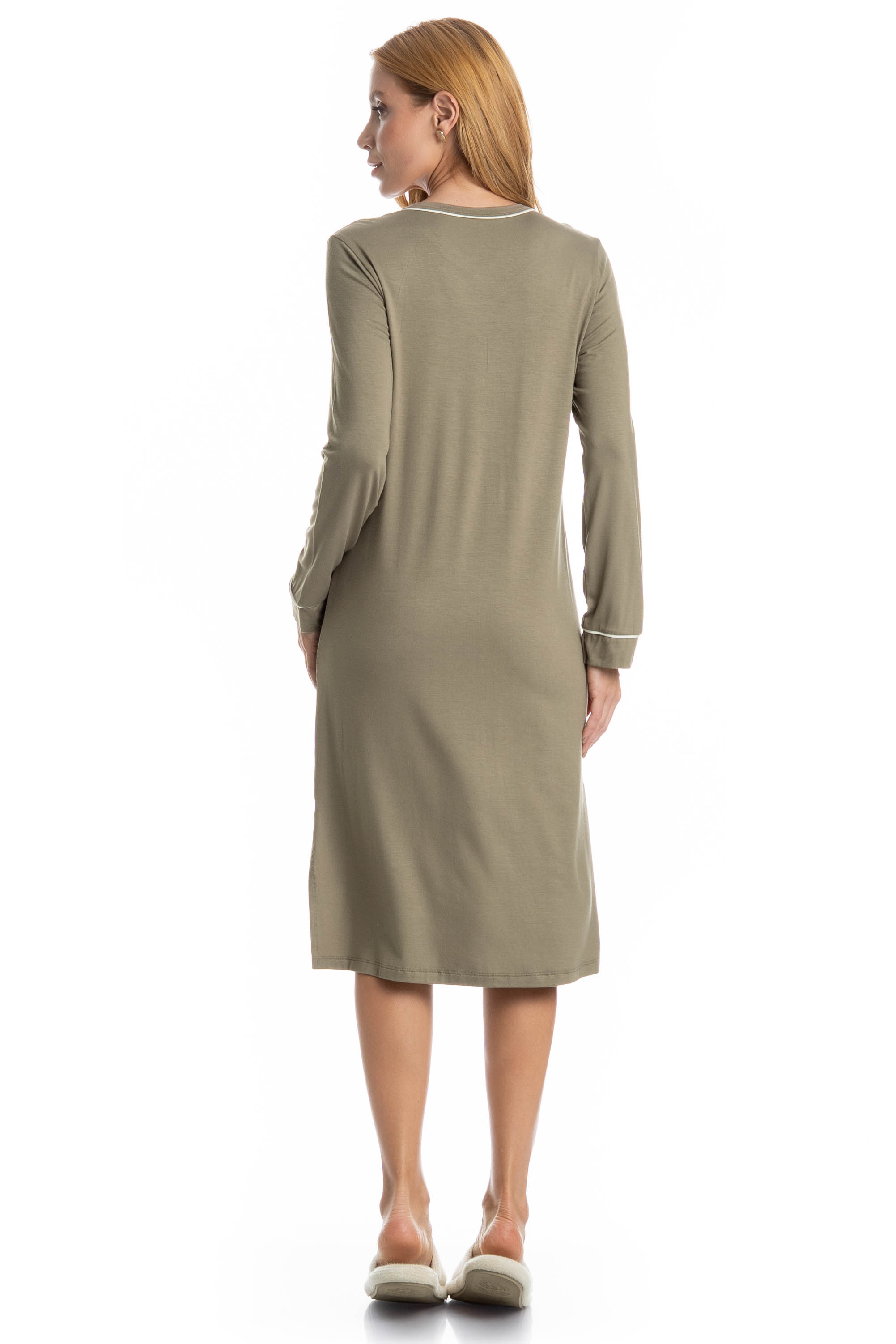 Camisão Midi Manga Longa Lisa Verde - Imagem 2