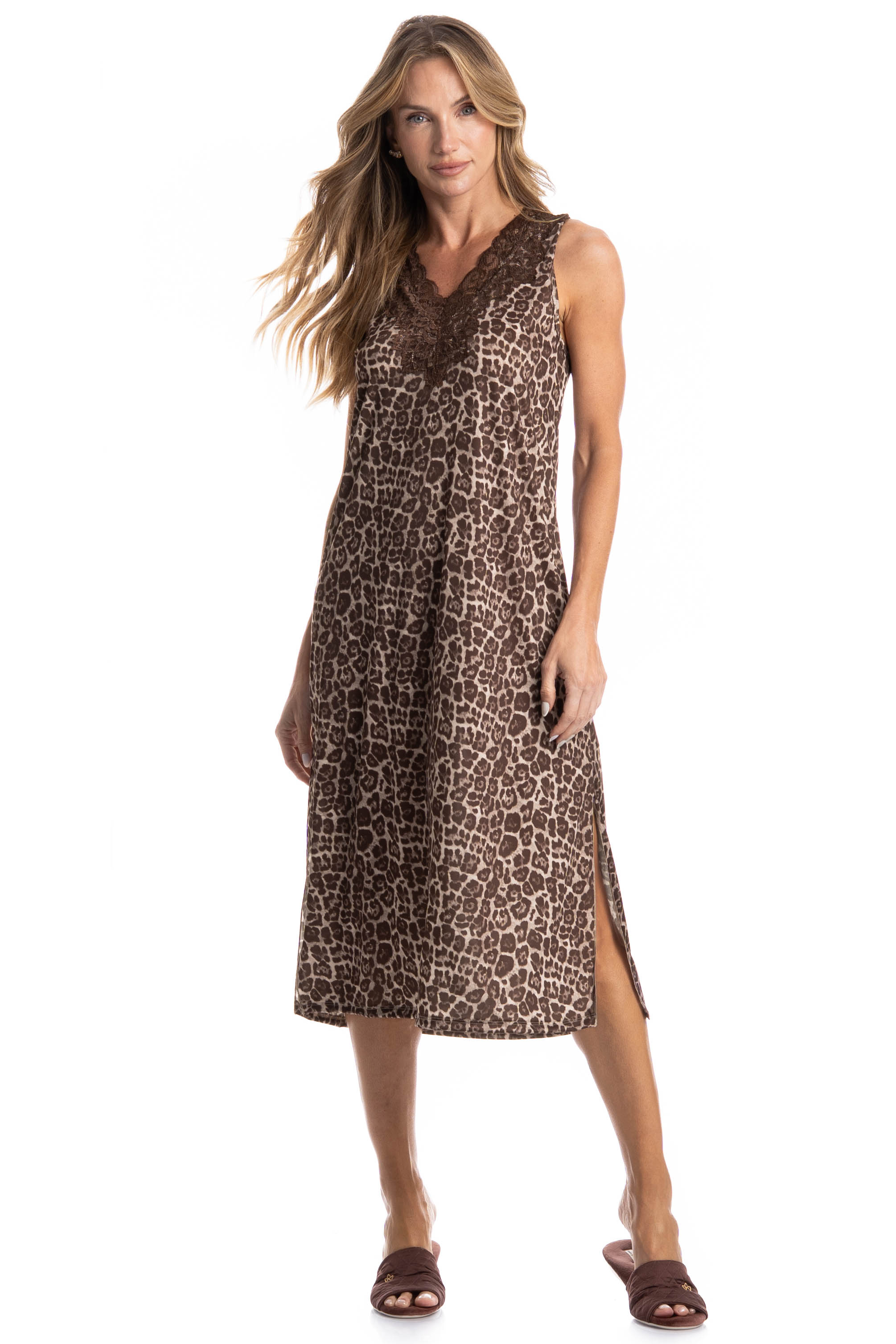 Camisão Midi Regata Malu Marrom - Imagem 1