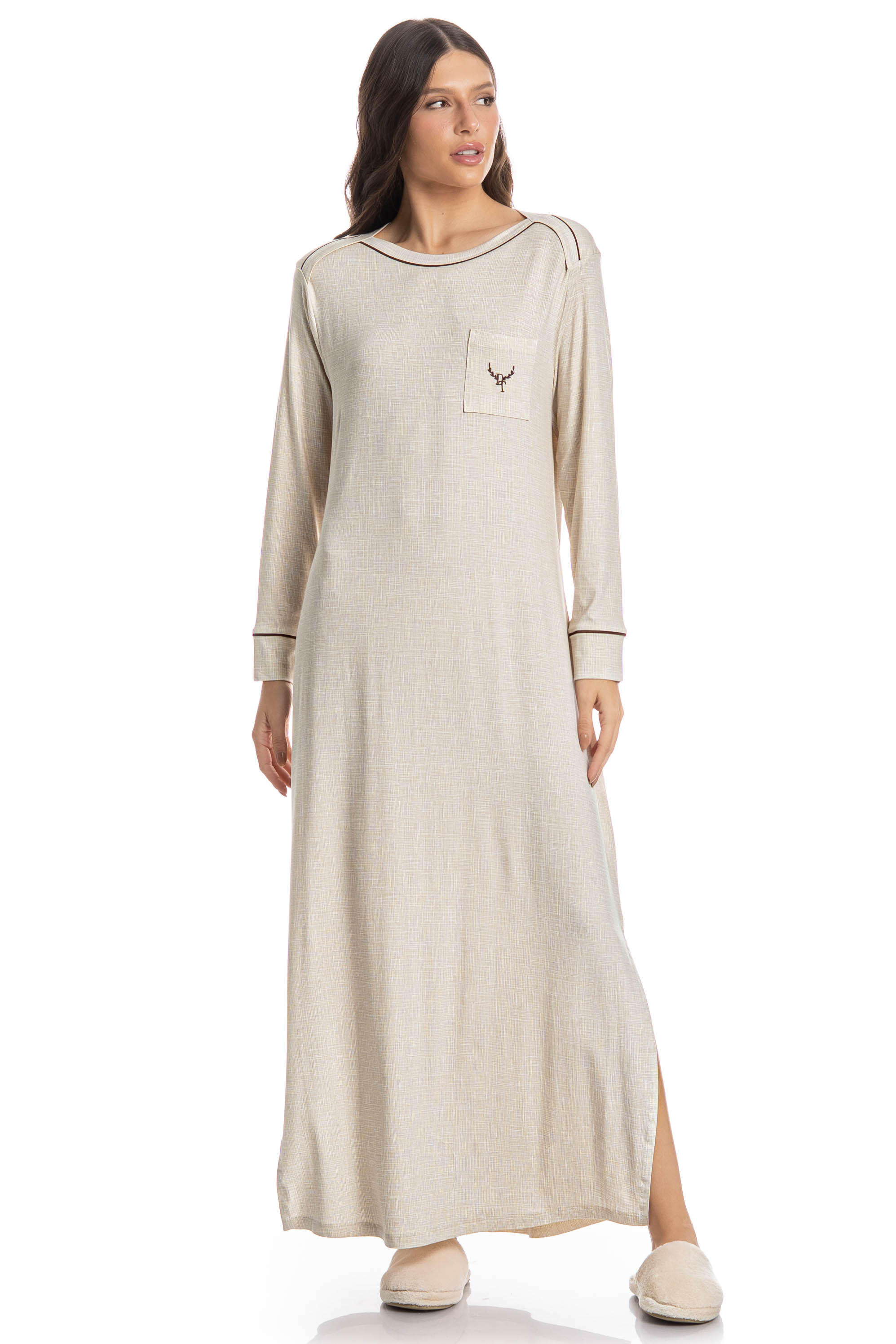 Camisão Feminino Longo Carla Branco - Imagem 1