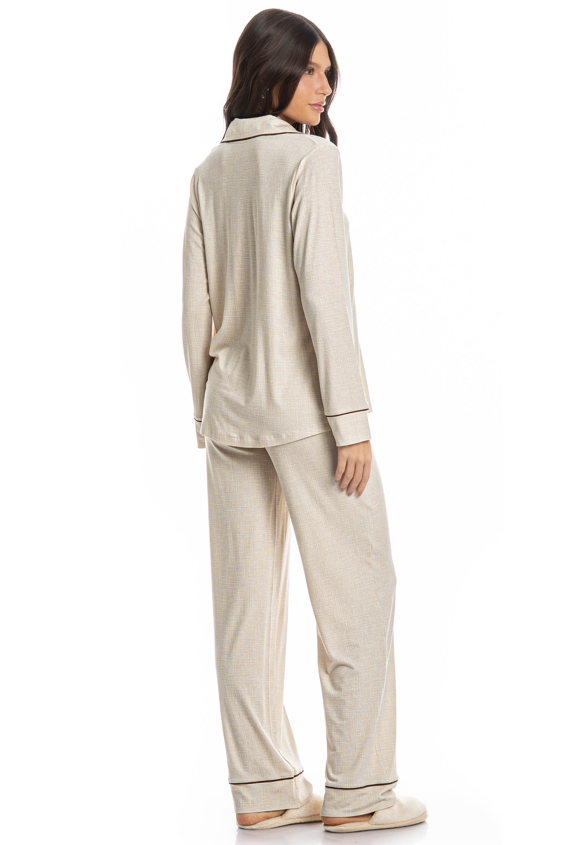 Pijama Feminino Longo Americano Carla Branco - Imagem 2