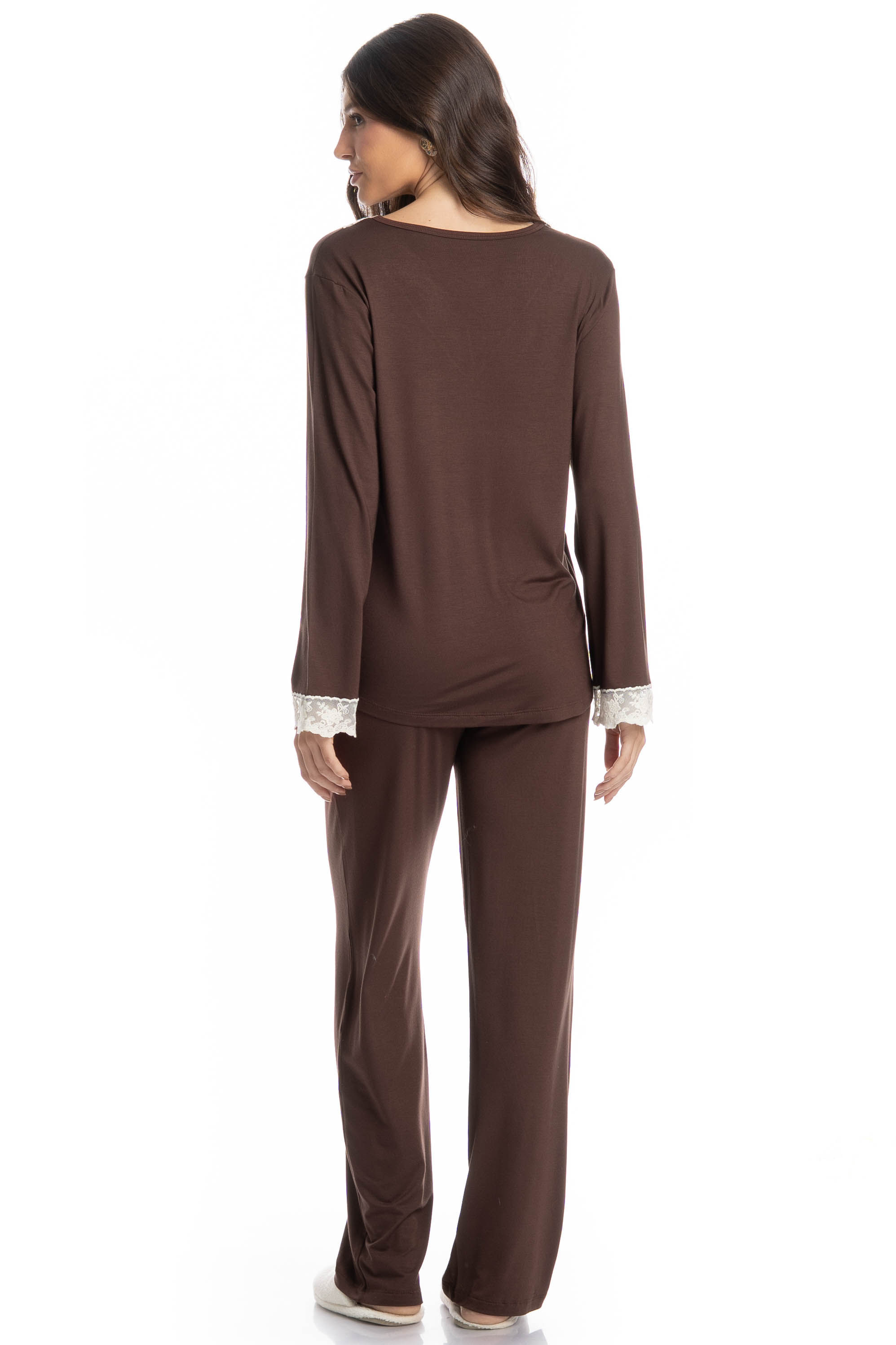 Pijama Longo Sépia Bege - Imagem 2