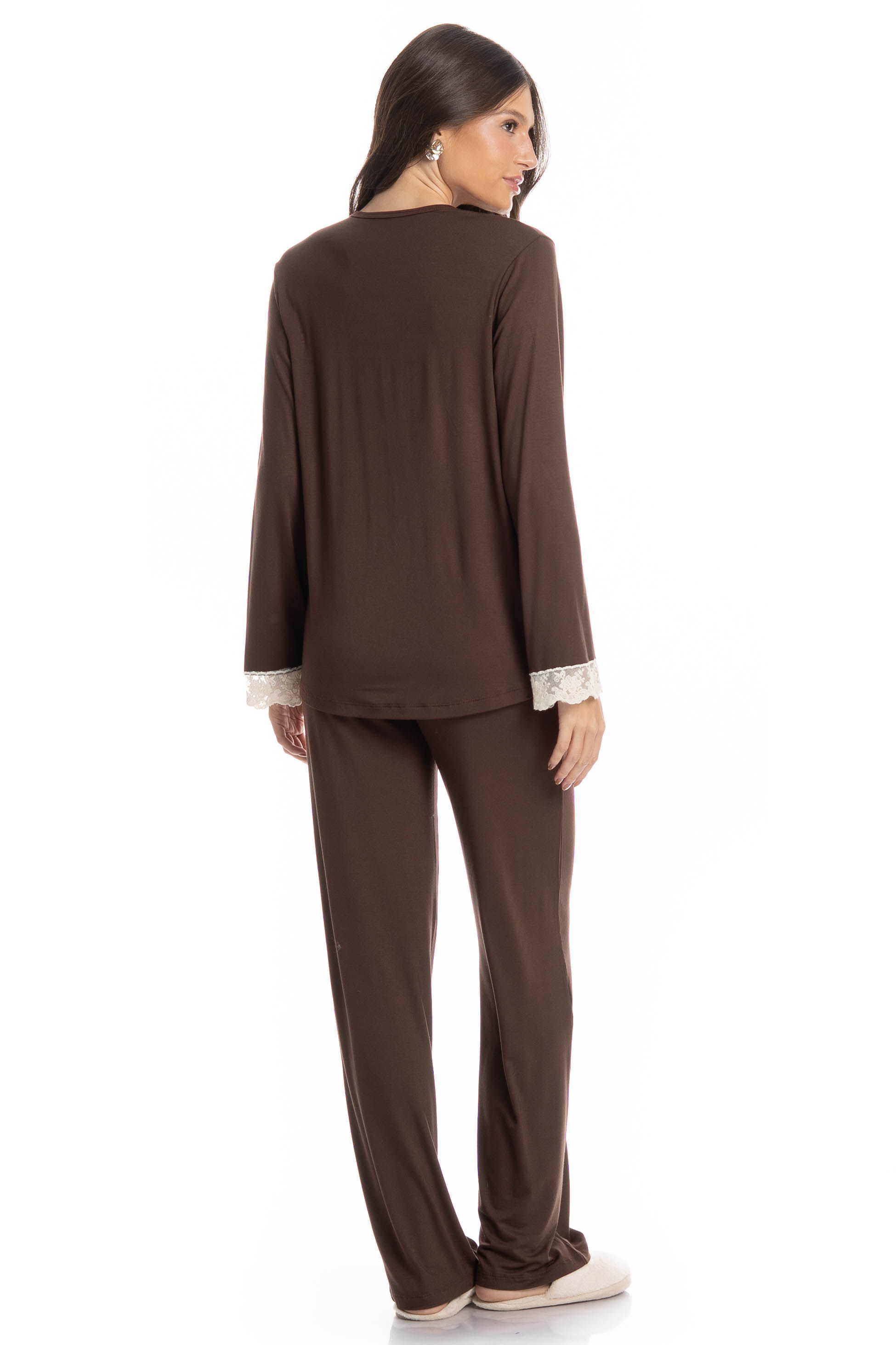 Pijama Longo Americano Sépia Bege - Imagem 2