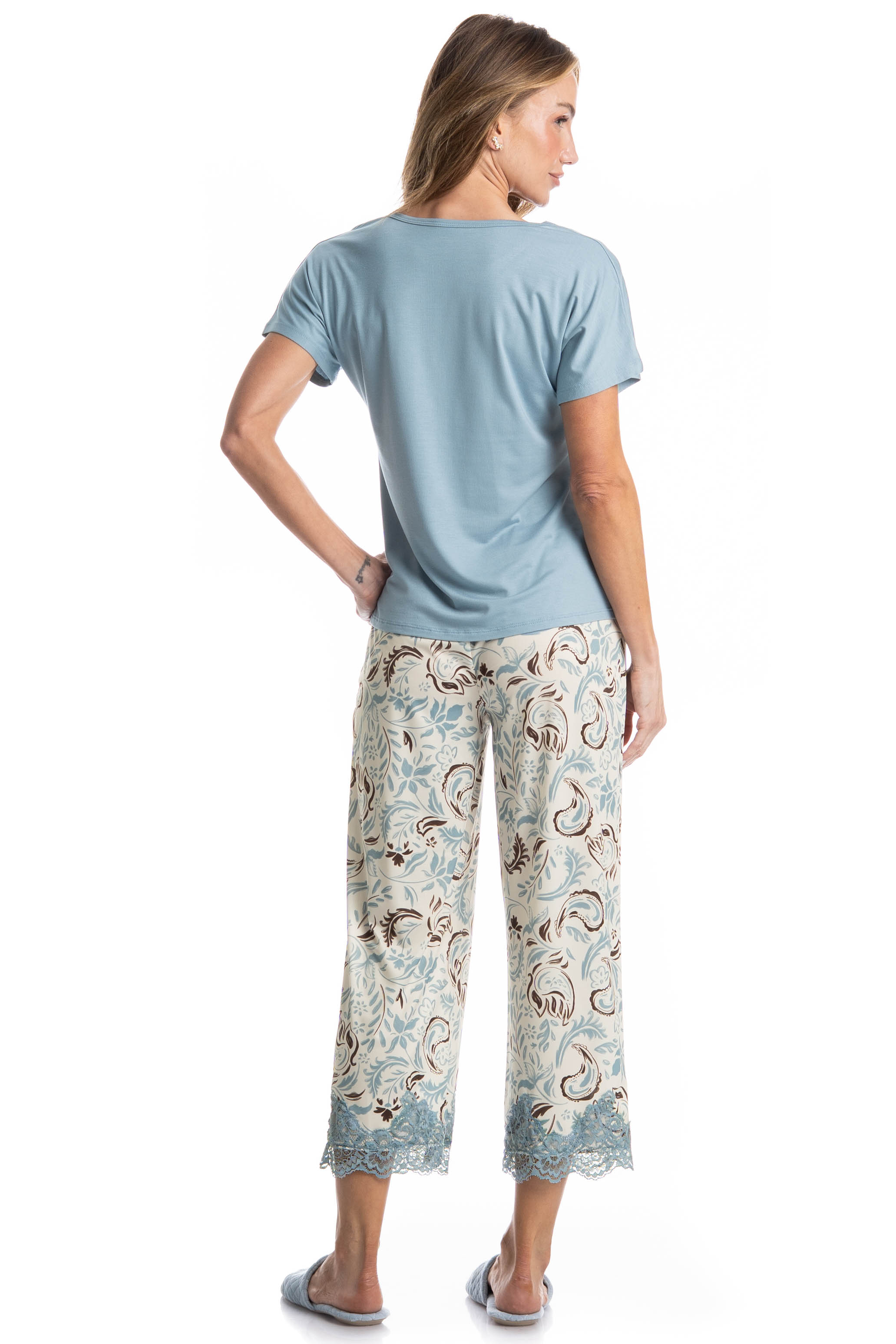 Pijama Feminino Capri Celeste Azul - Imagem 2