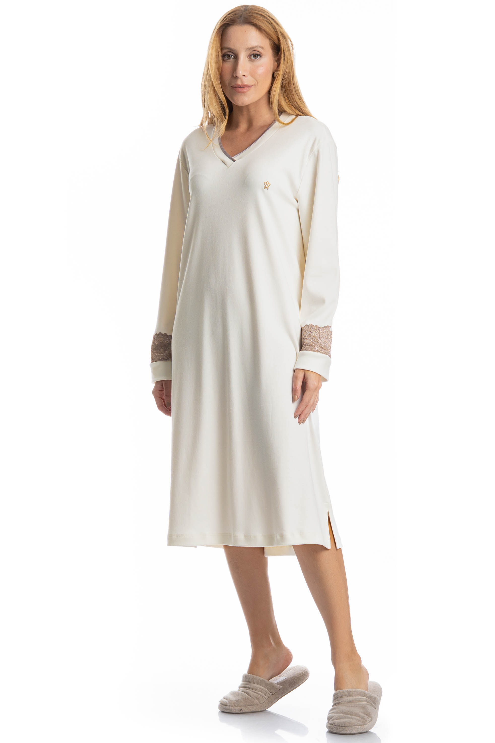Camisão Feminino Midi Louise Branco - Imagem 1