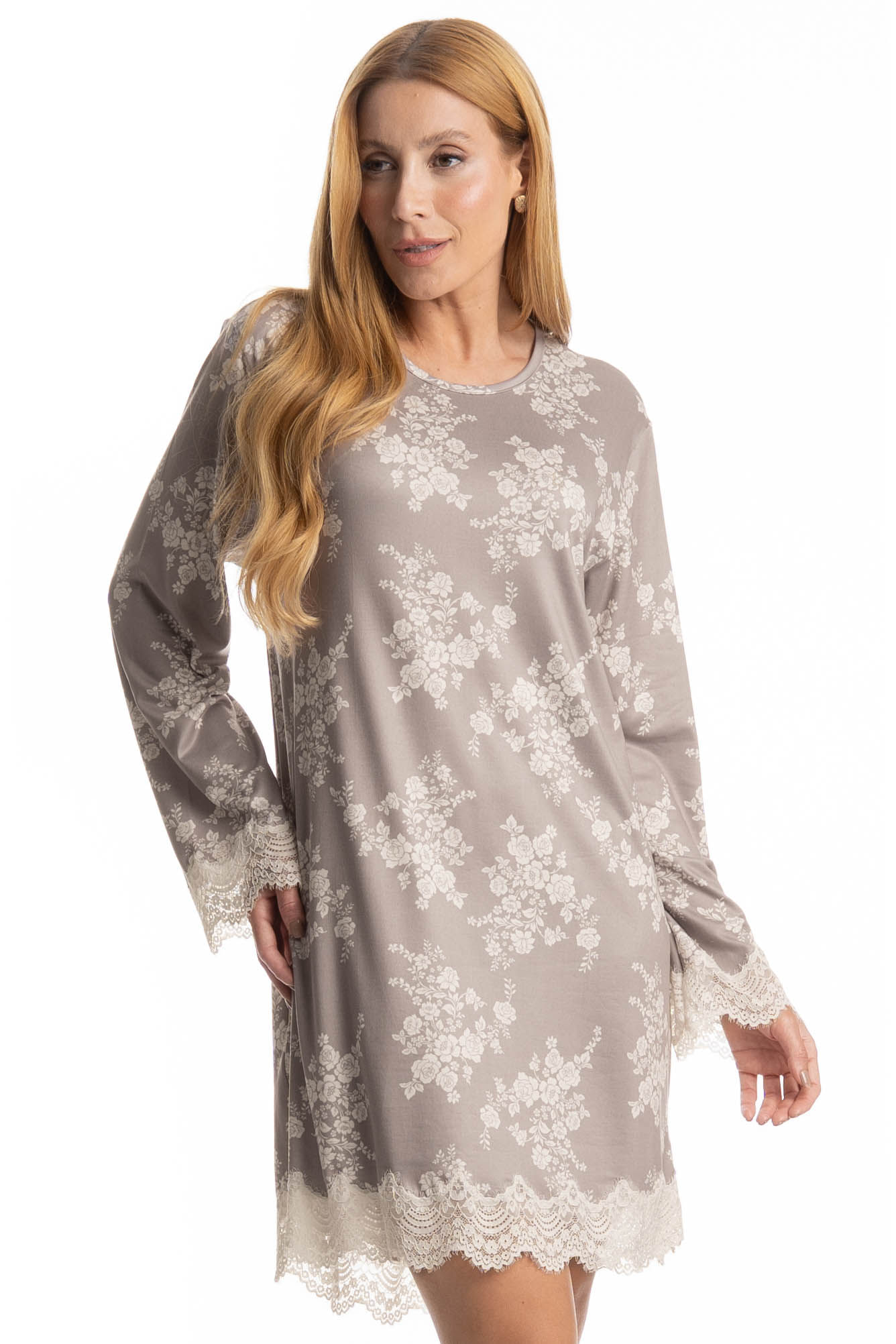 Camisão Manga Longa Clarisse Bege - Imagem 1