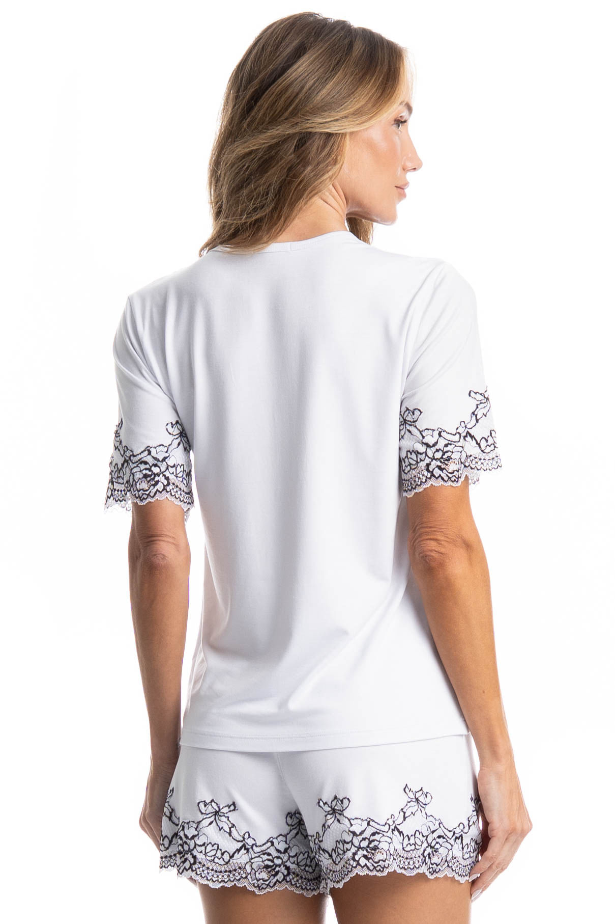Pijama Curto Feminino Selene Branco - Imagem 2