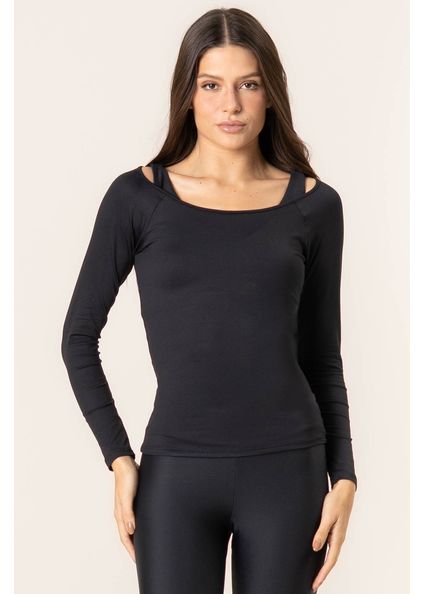 Blusa Manga Longa Cavada Studio Preto - Imagem 1