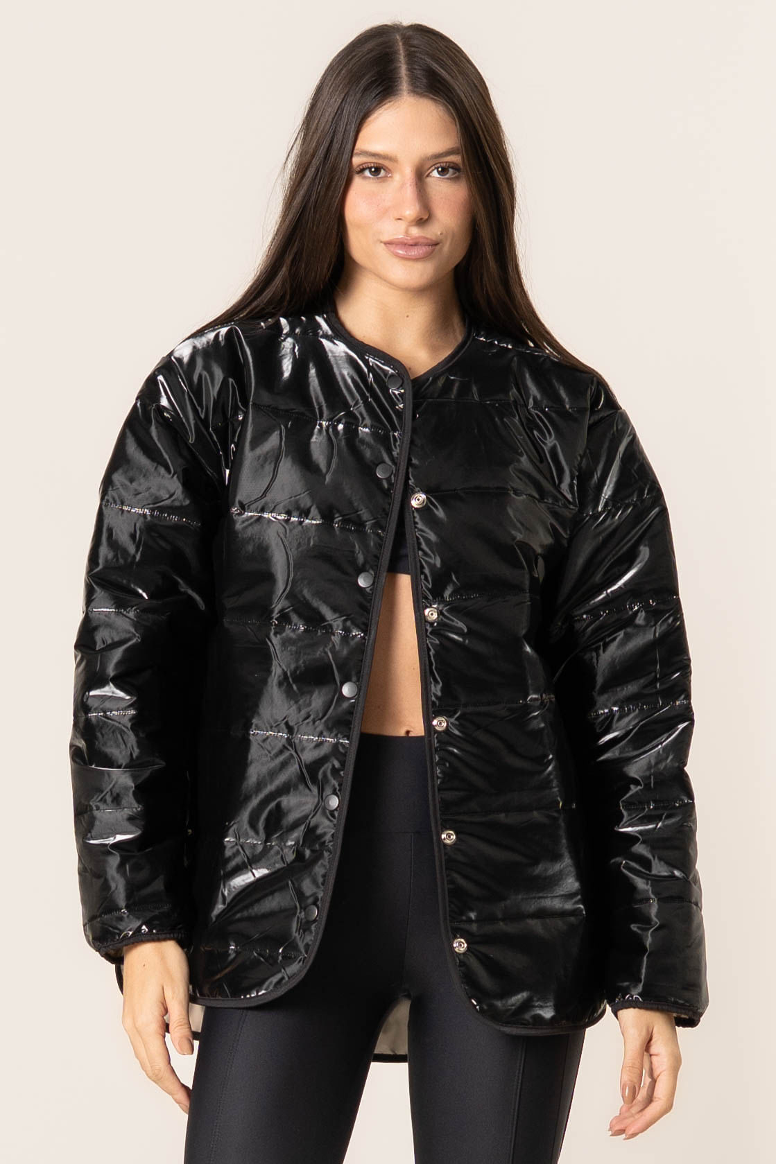 Jaqueta Com Bolso Glow Puffer Preto - Imagem 1