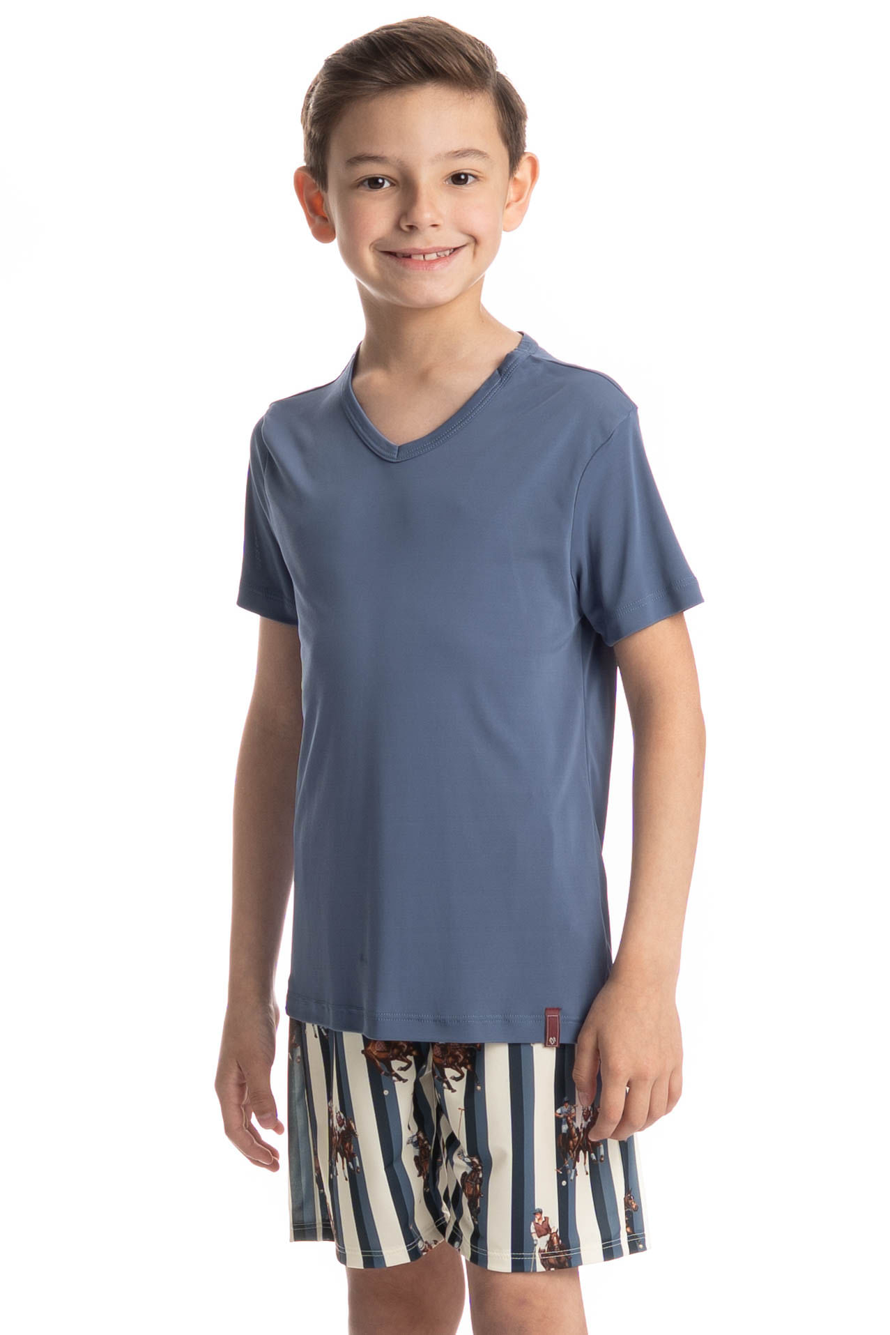 Pijama Infantil Masculino Curto Clóvis Azul-2 - Imagem 1
