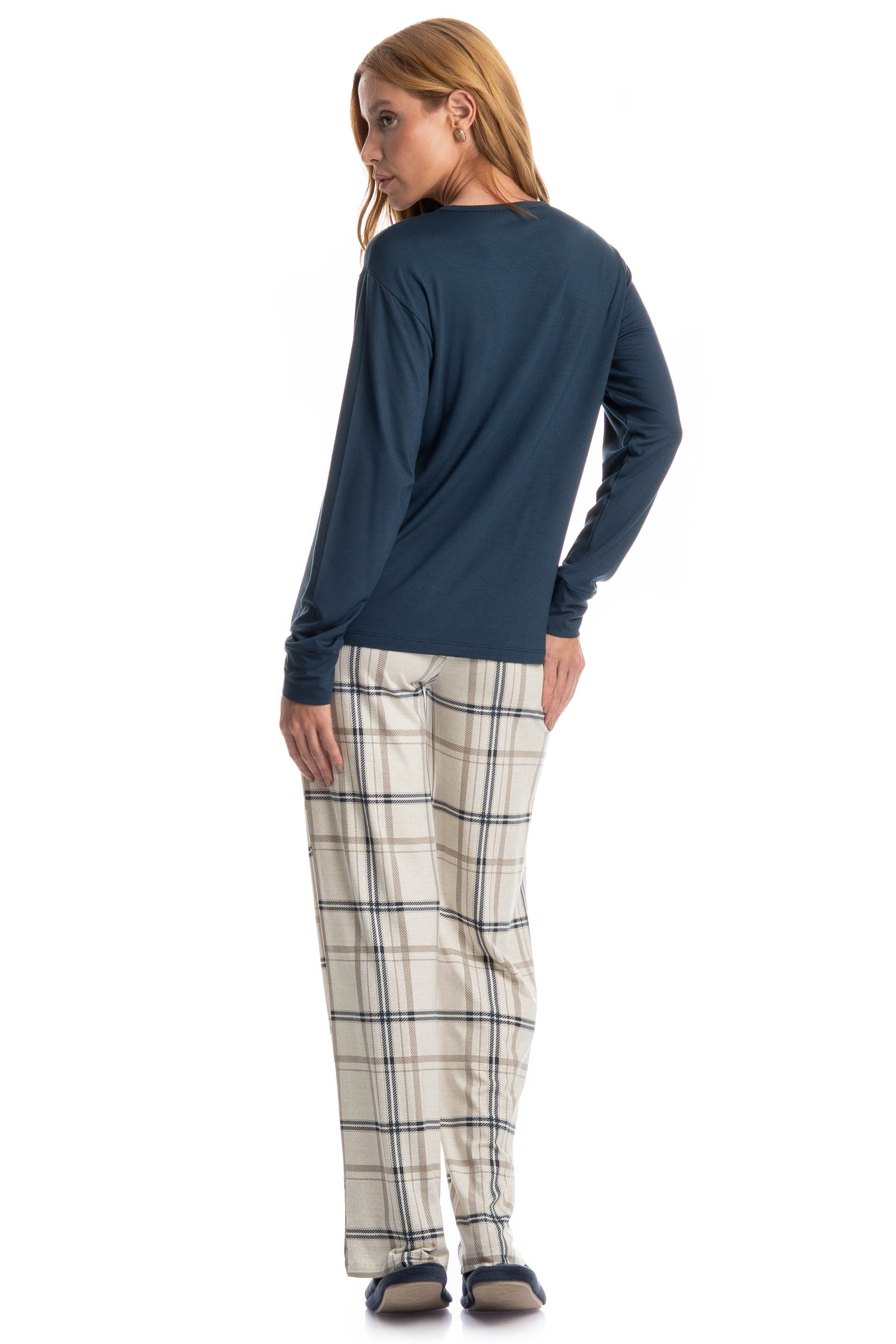 Pijama Feminino Longo Winter Azul-marinho - Imagem 2