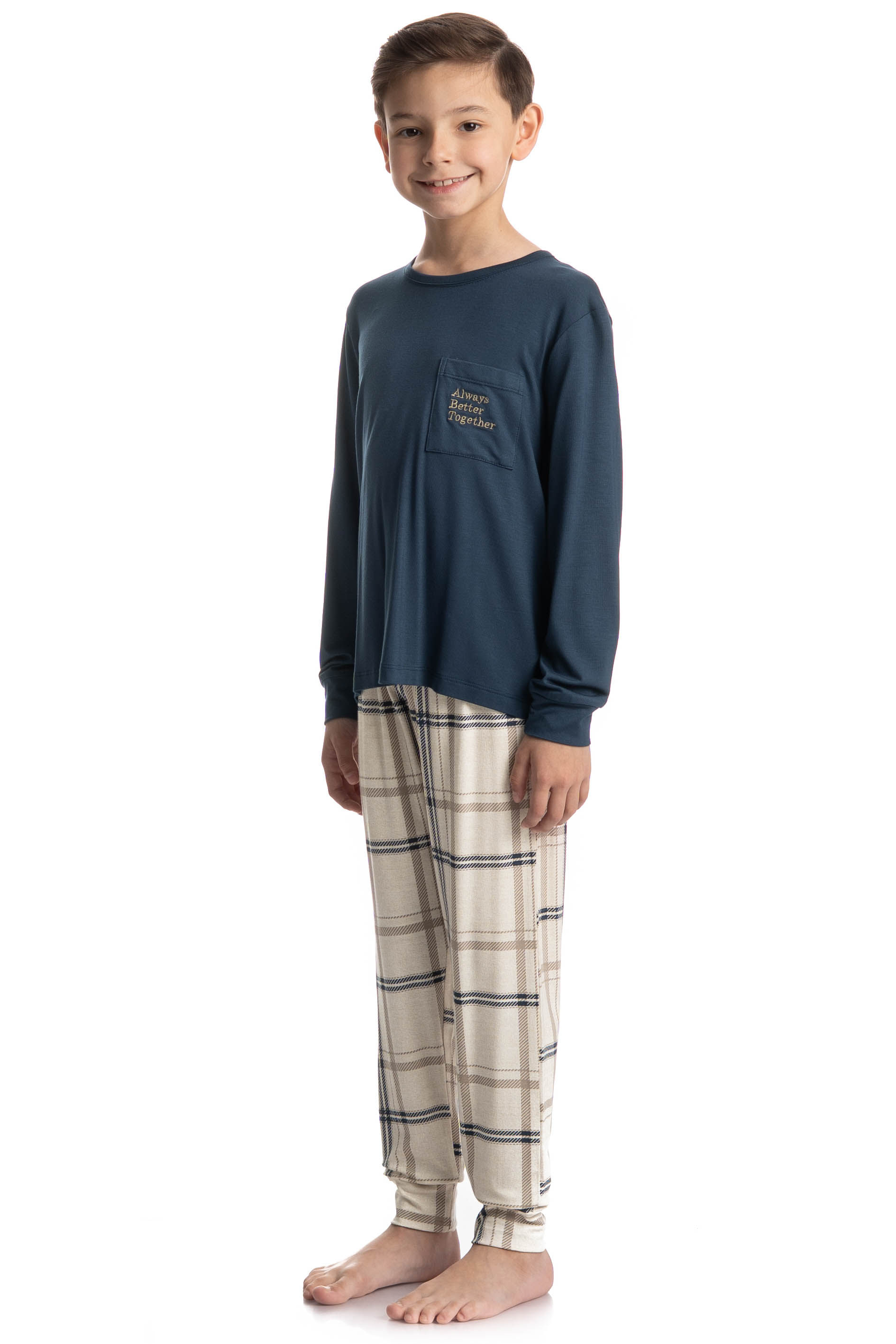 Pijama Infantil Unissex Longo Winter Azul-marinho - Imagem 1