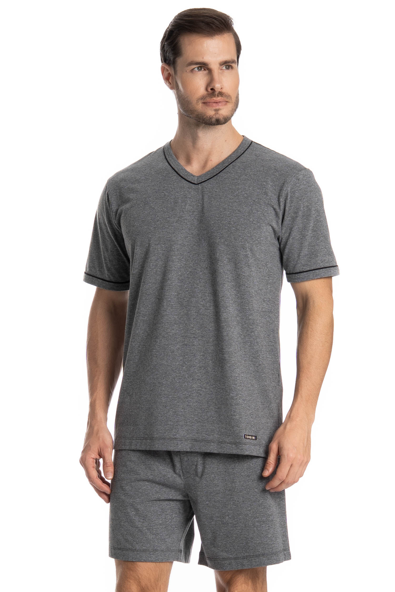 Pijama Masculino Curto Roberto Cinza - Imagem 1