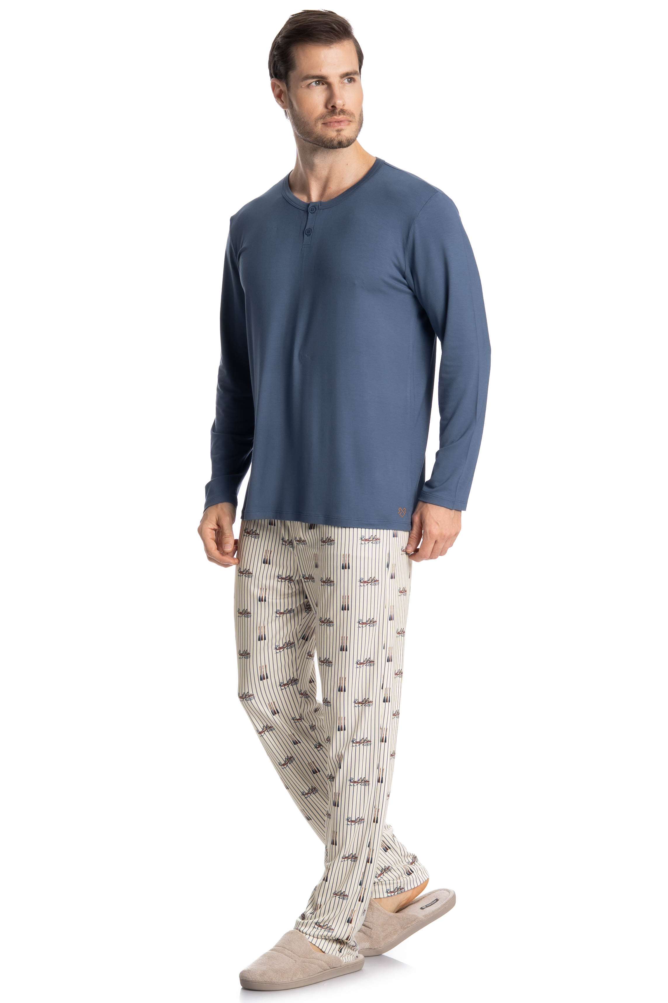 Pijama Longo Masculino Remo Azul-2 - Imagem 1