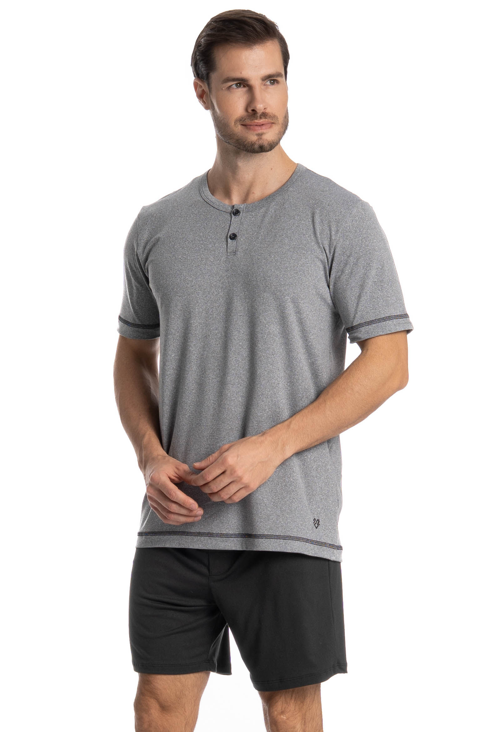 Pijama Curto Masculino Henri Cinza - Imagem 1