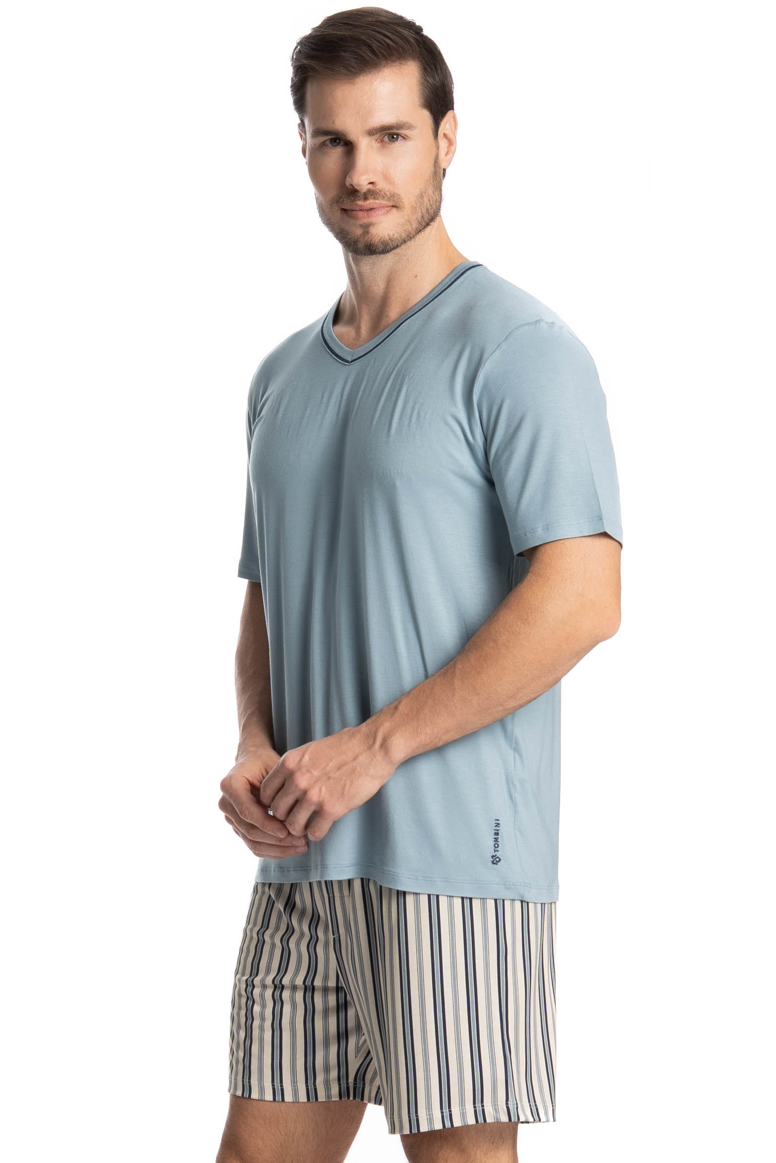 Pijama Masculino Curto Mateo Azul - Imagem 1