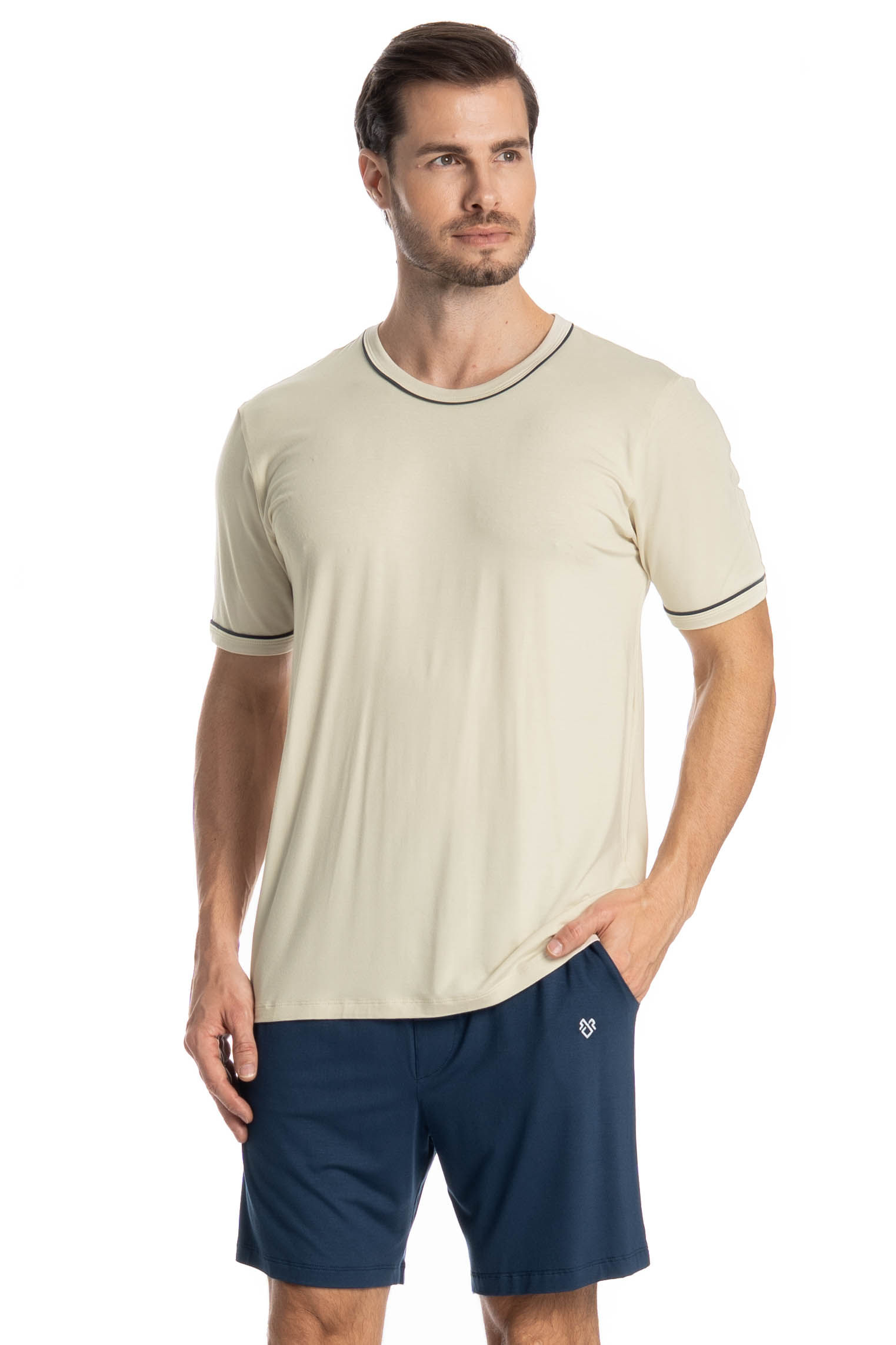 Pijama Masculino Curto Augusto Azul-marinho - Imagem 1