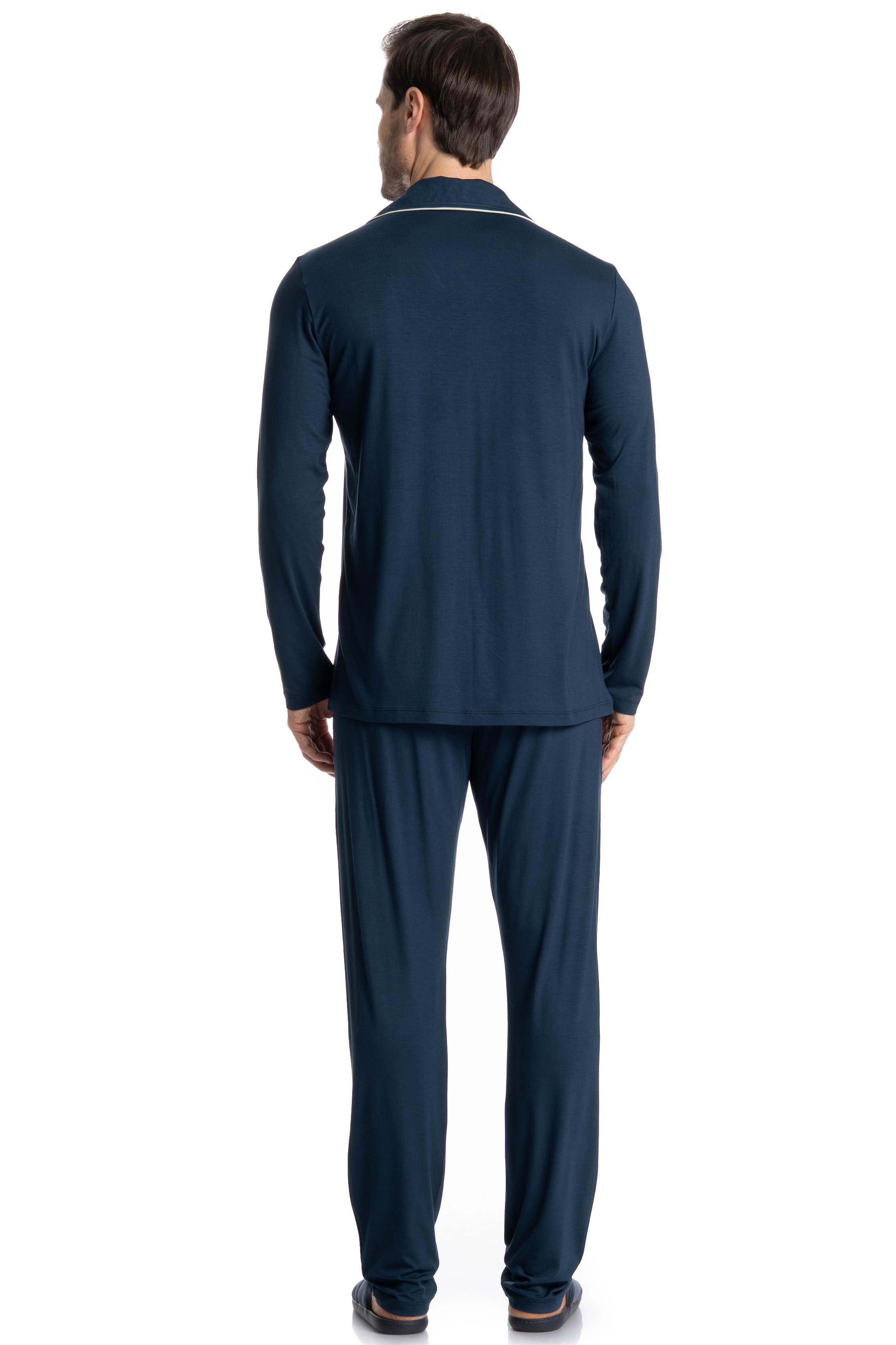 Pijama Longo Americano New Romeu Azul-marinho - Imagem 2