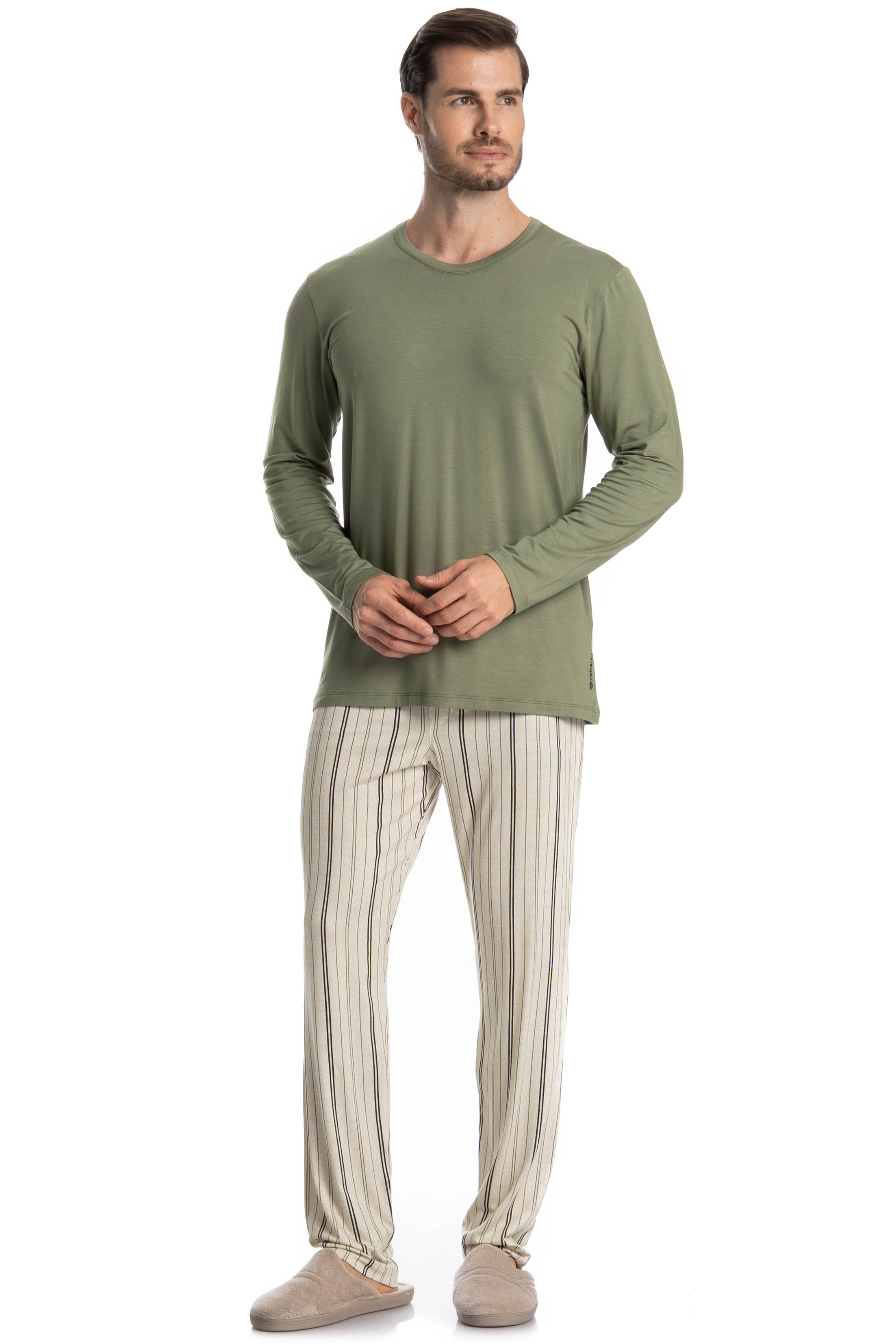 Pijama Masculino Longo Bernardo Verde - Imagem 1