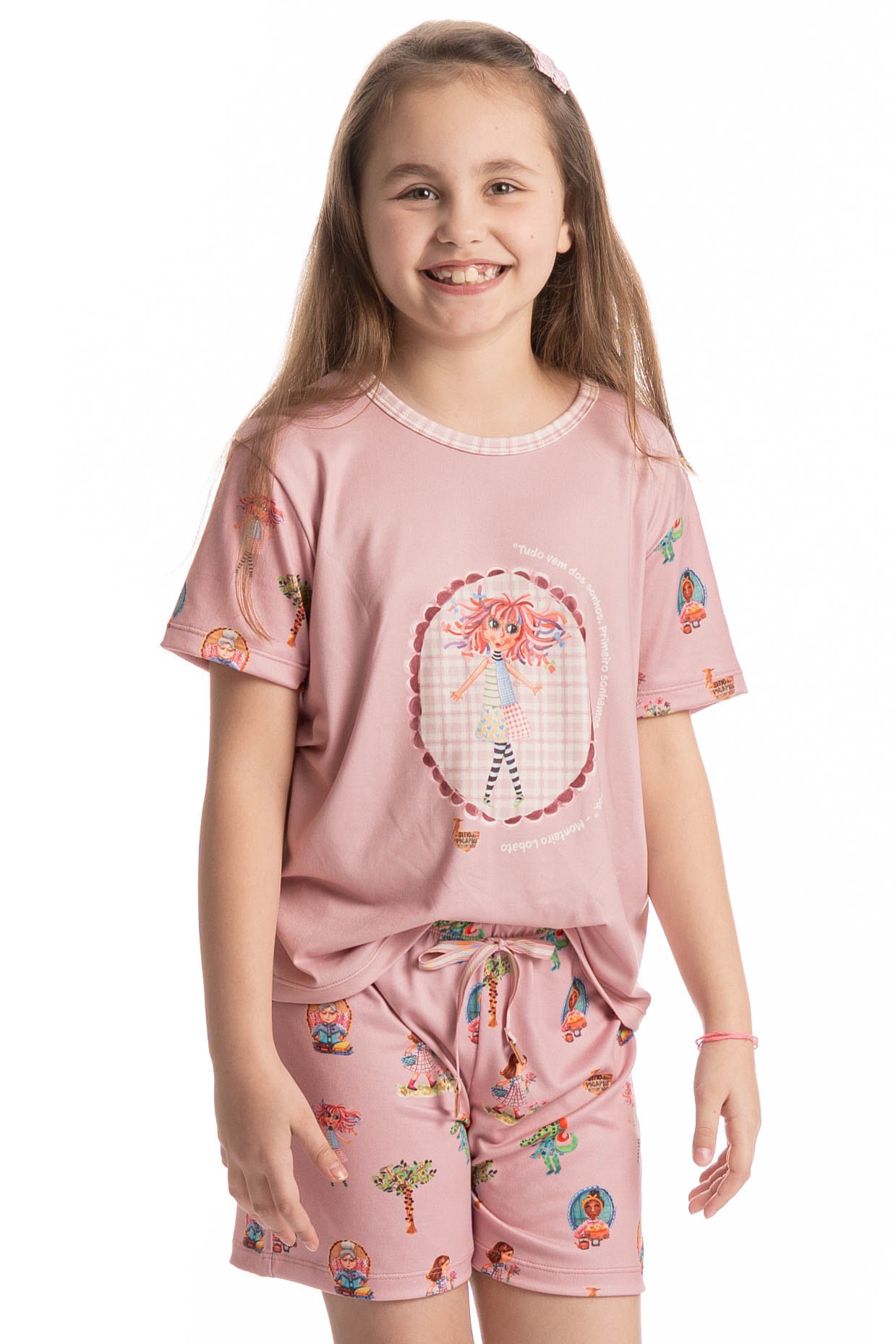 Pijama Infantil Curto Sítio Do Picapau Amarelo Rosa-3 - Imagem 1