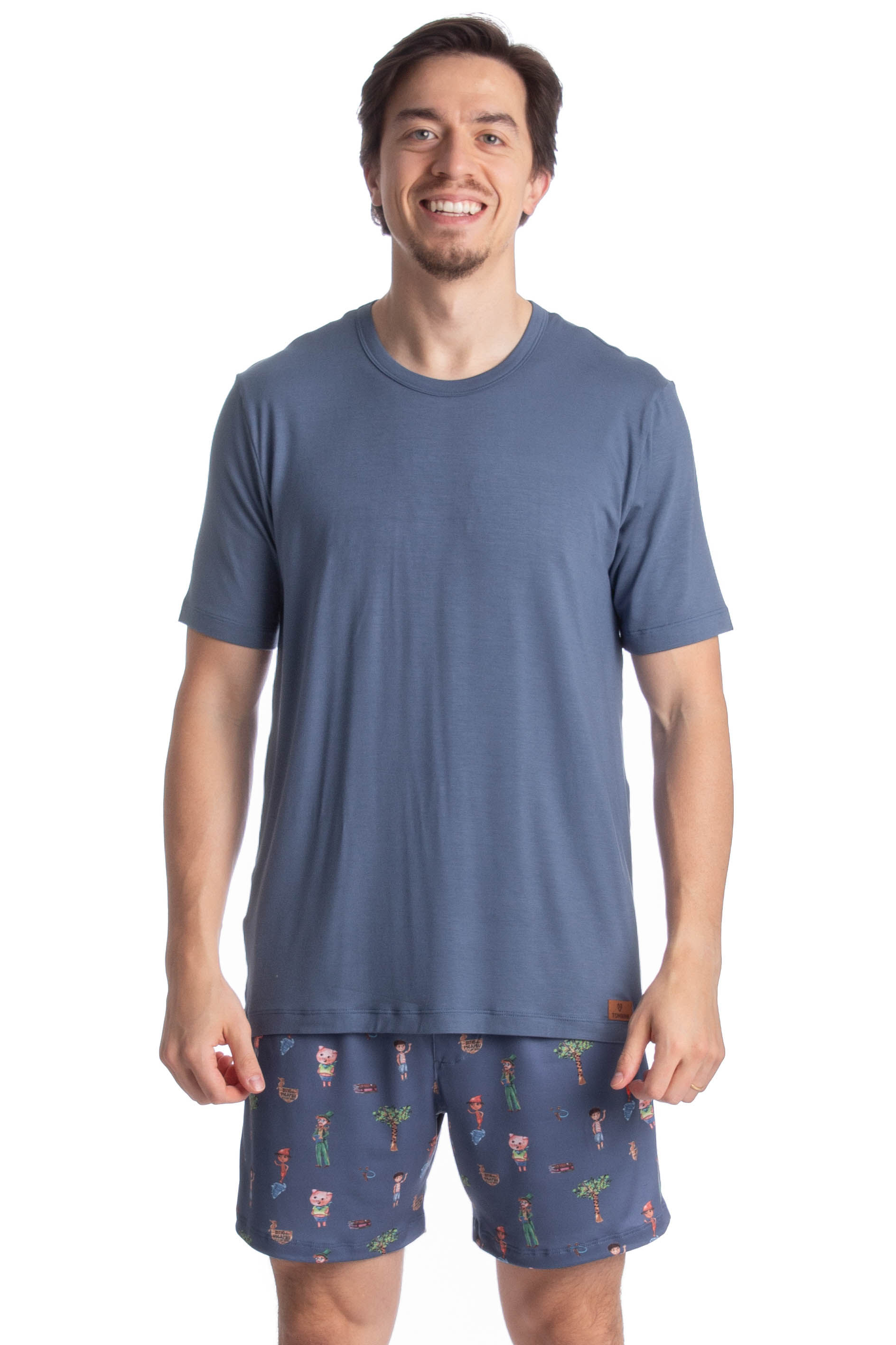 Pijama Masculino Curto Sítio Do Picapau Amarelo Azul-2 - Imagem 1