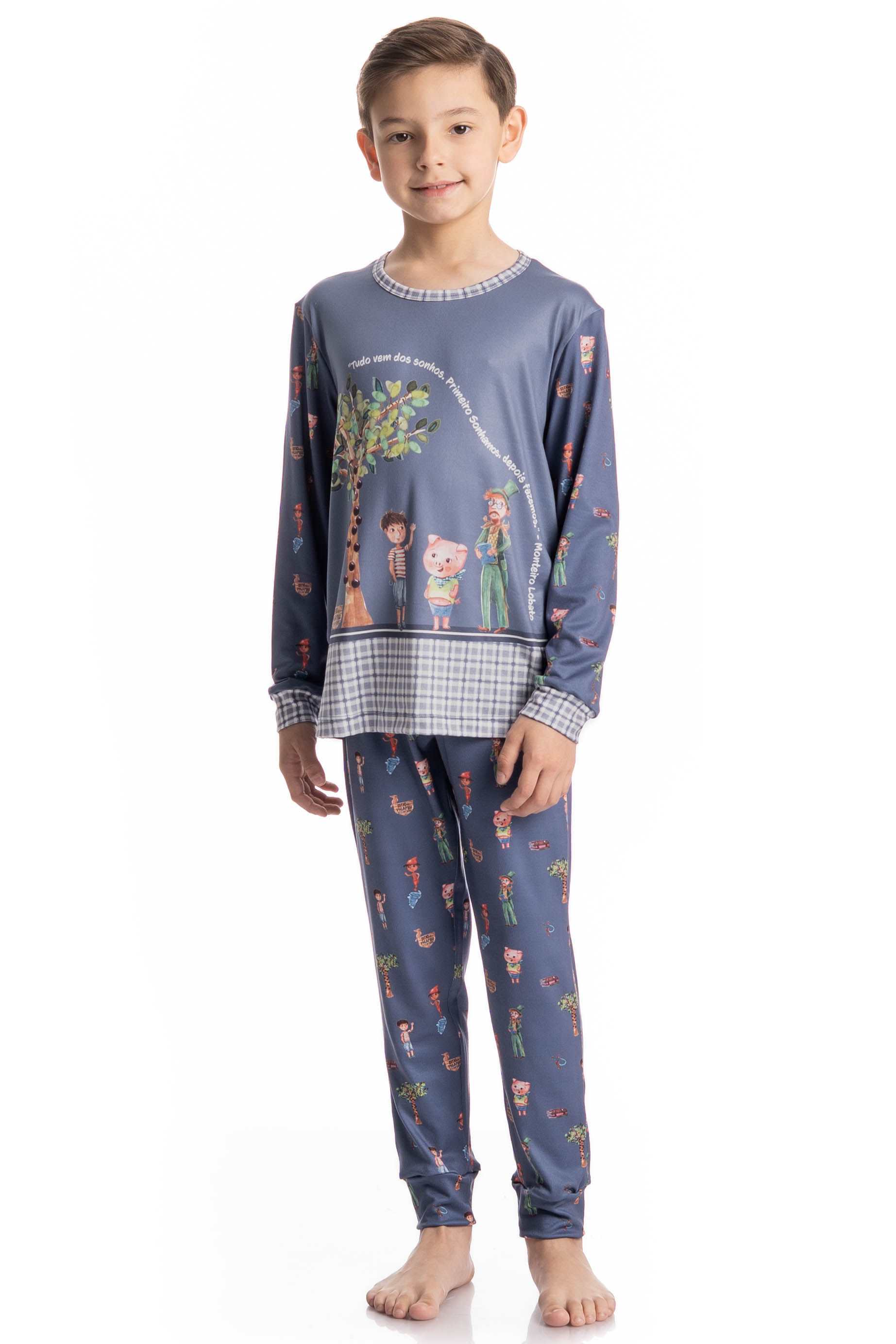 Pijama Masculino Infantil Longo Sítio Do Picapau Amarelo Azul-2 - Imagem 1