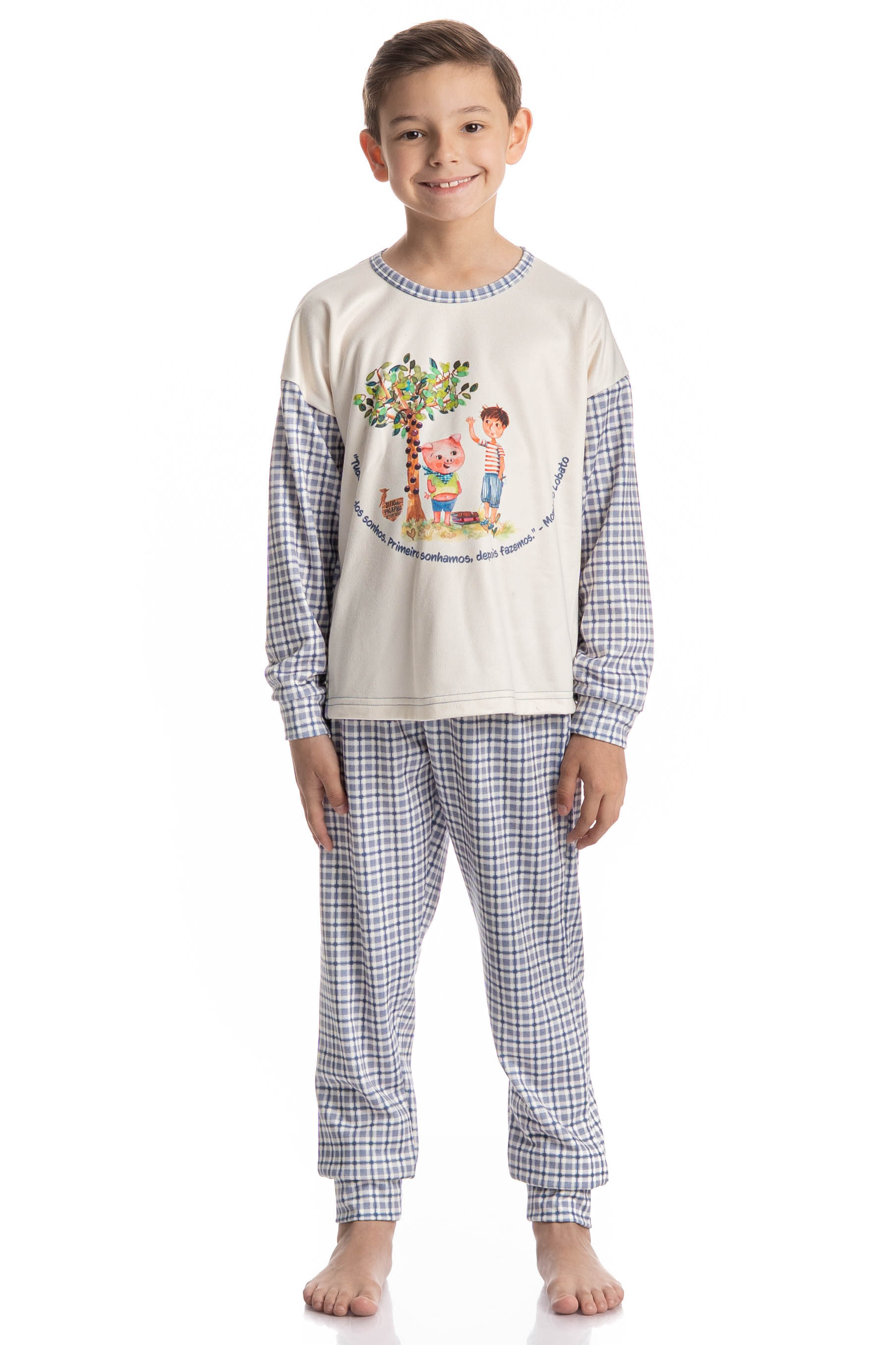 Pijama Masculino Infantil Velvet Longo Sítio Do Picapau Amar Azul-2 - Imagem 1