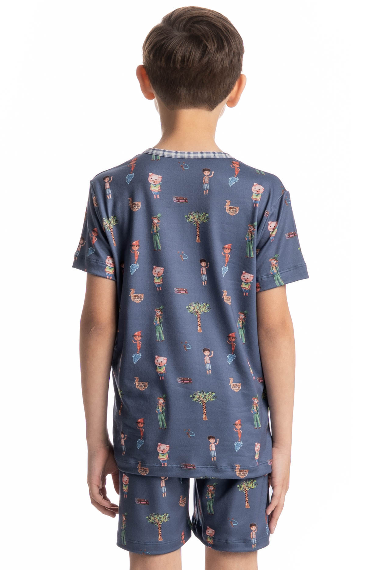 Pijama Masculino Infantil Curto Sítio Do Picapau Amarelo Azul-2 - Imagem 2