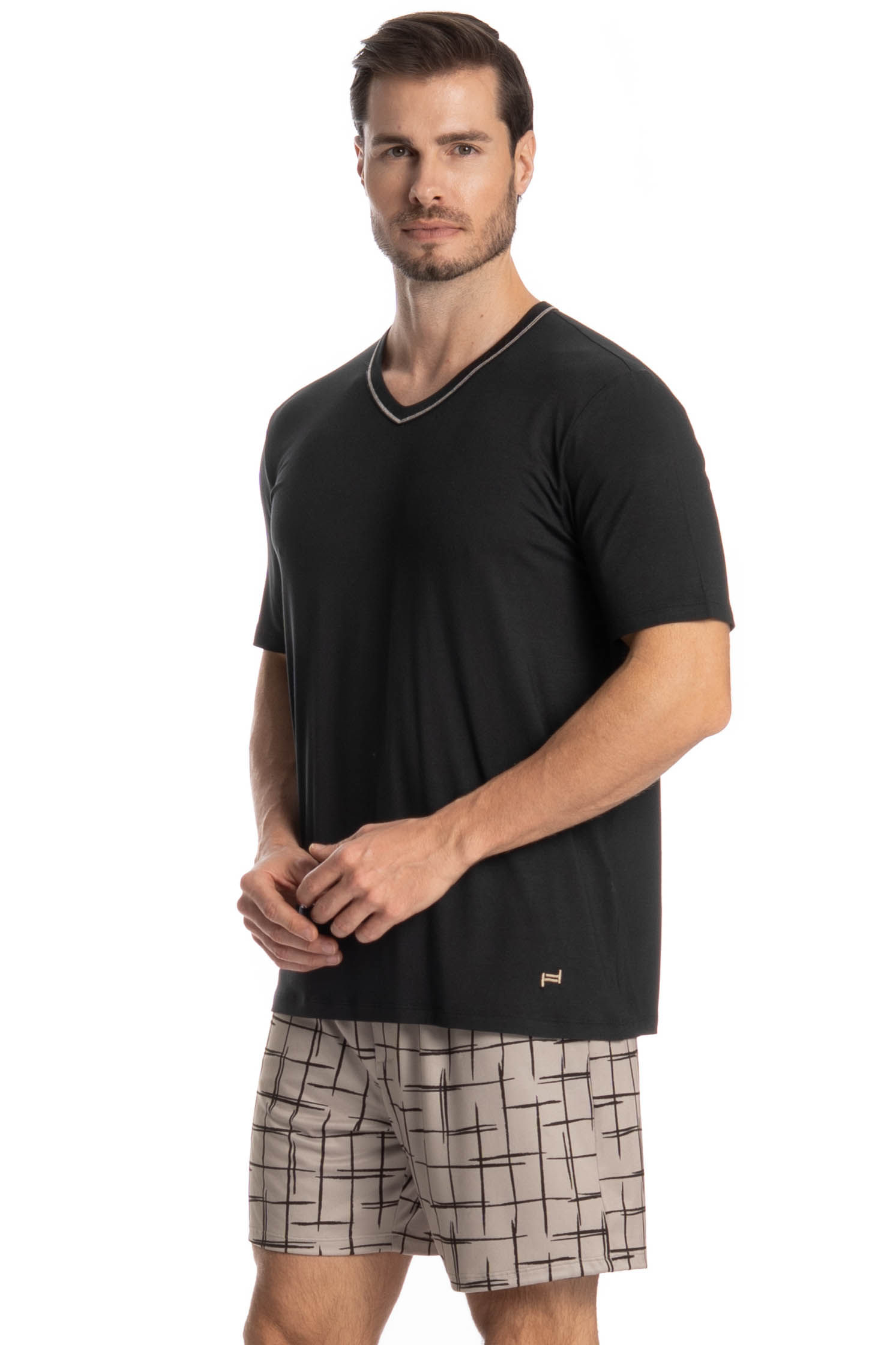 Pijama Masculino Curto Felipe Preto - Imagem 1