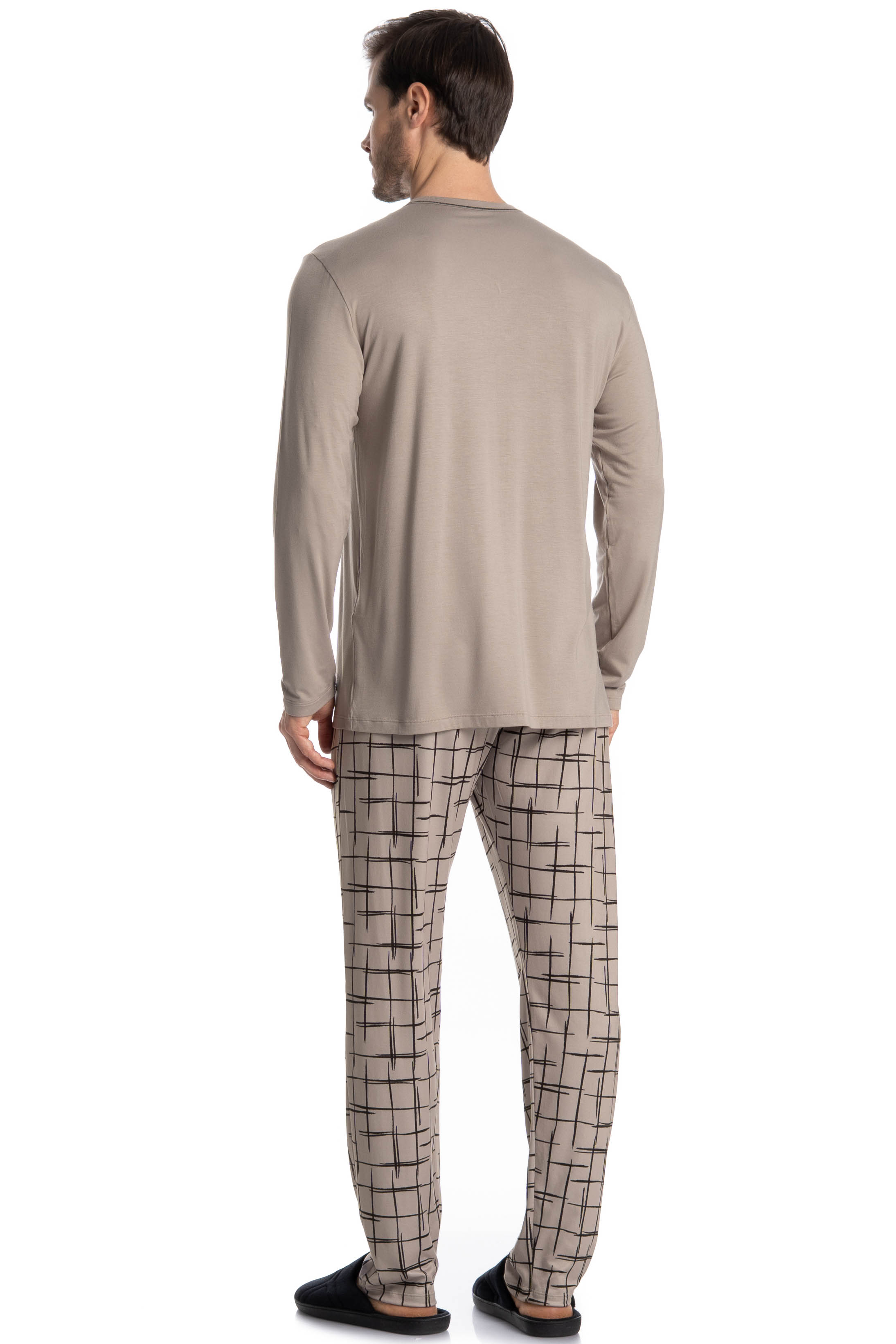 Pijama Masculino Longo Felipe Bege - Imagem 2