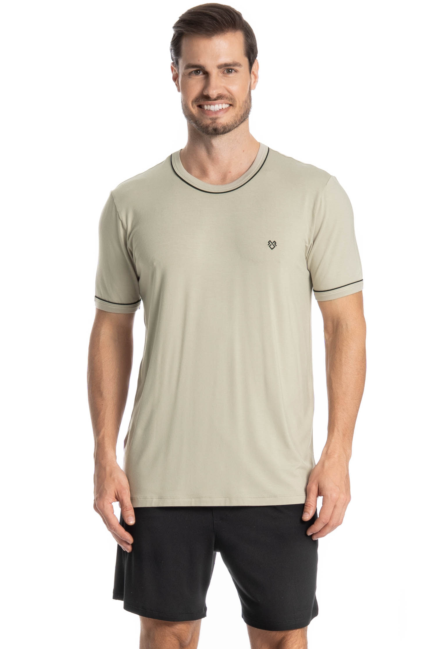 Pijama Masculino Curto Carlos Branco - Imagem 1