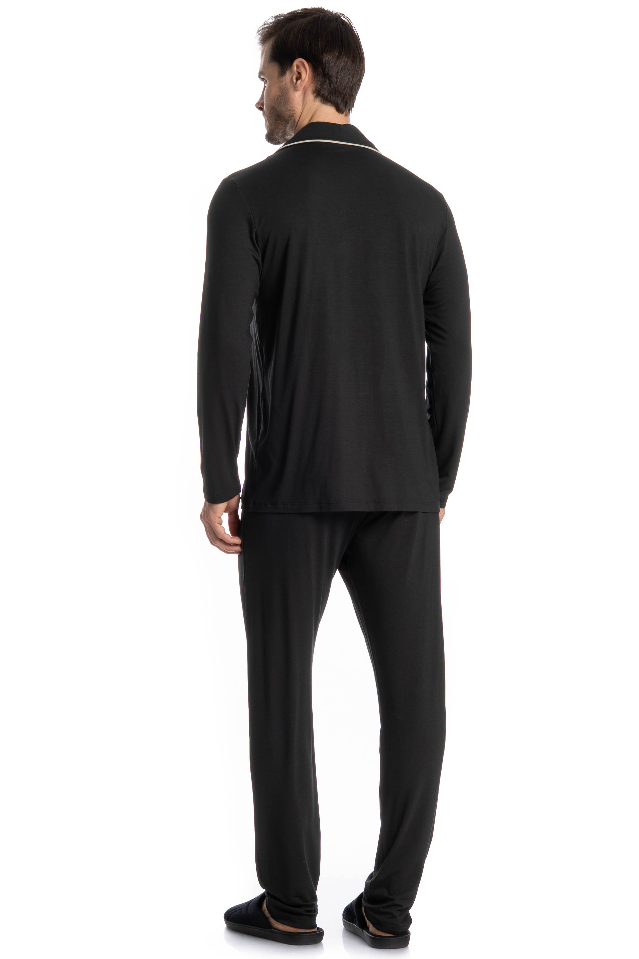 Pijama Masculino Longo Americano Carlos Preto - Imagem 2