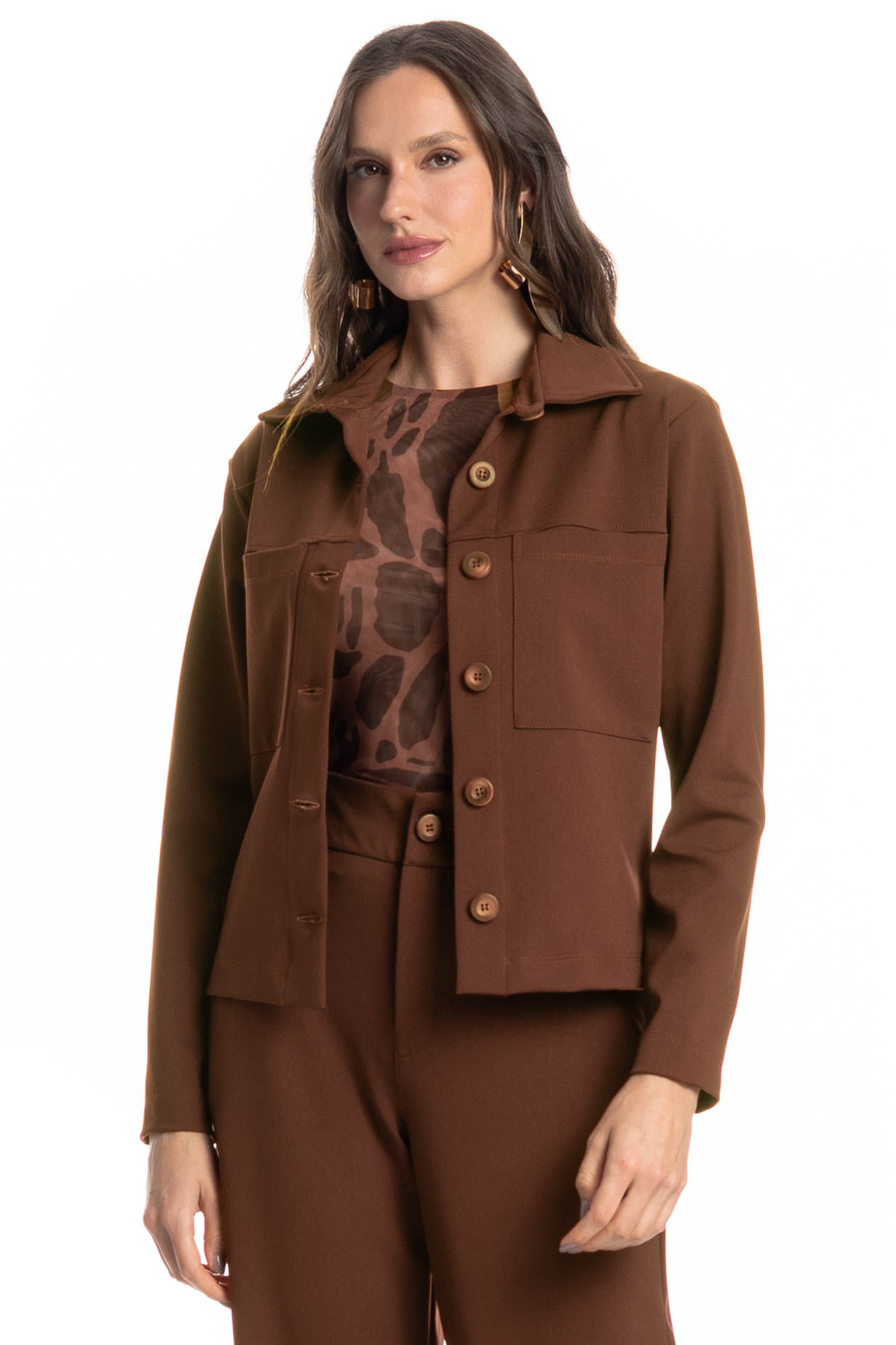 Camisa Feminina Daniela Marrom - Imagem 1