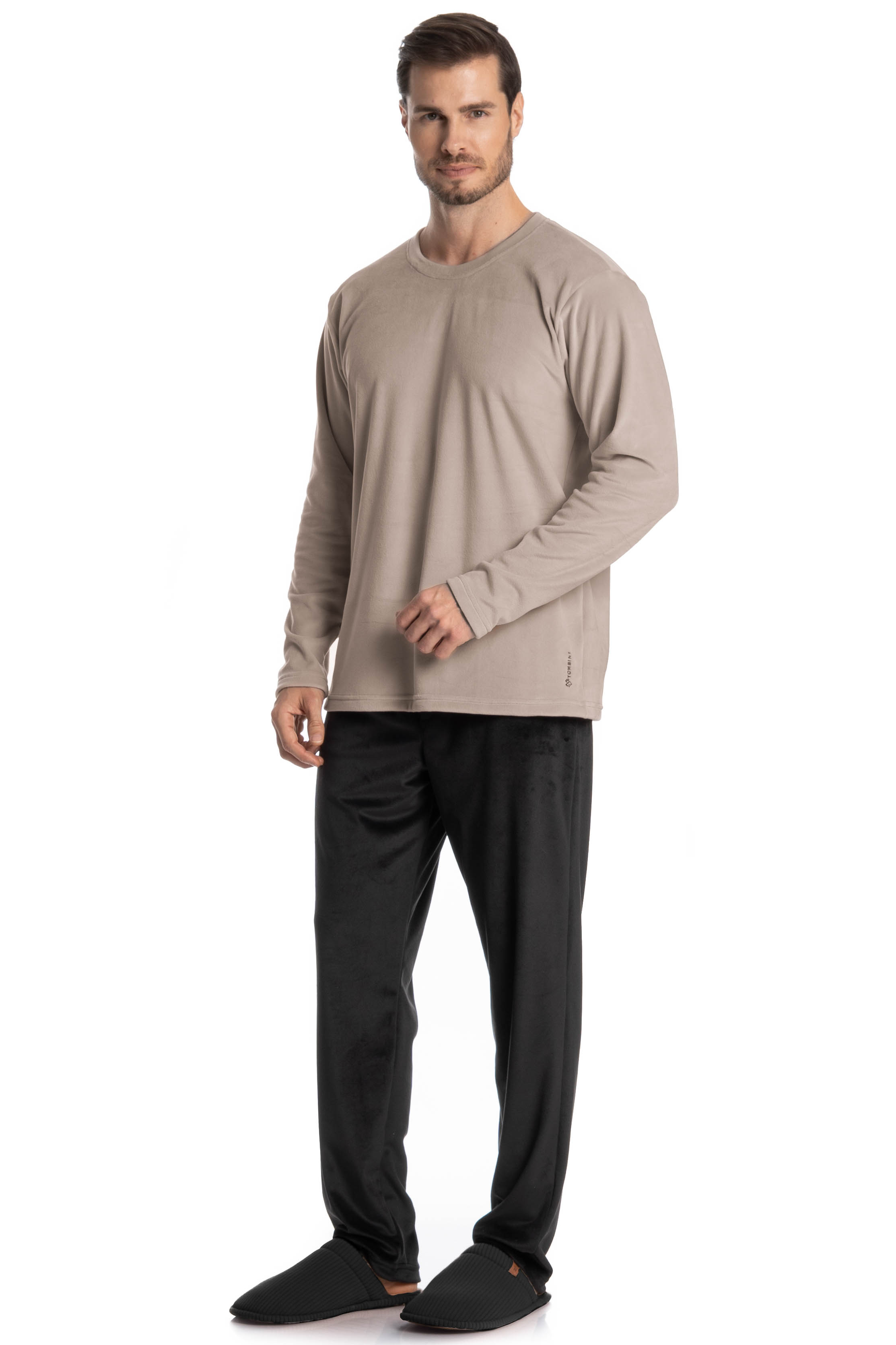 Pijama Masculino Longo Velvet Diogo Preto - Imagem 1