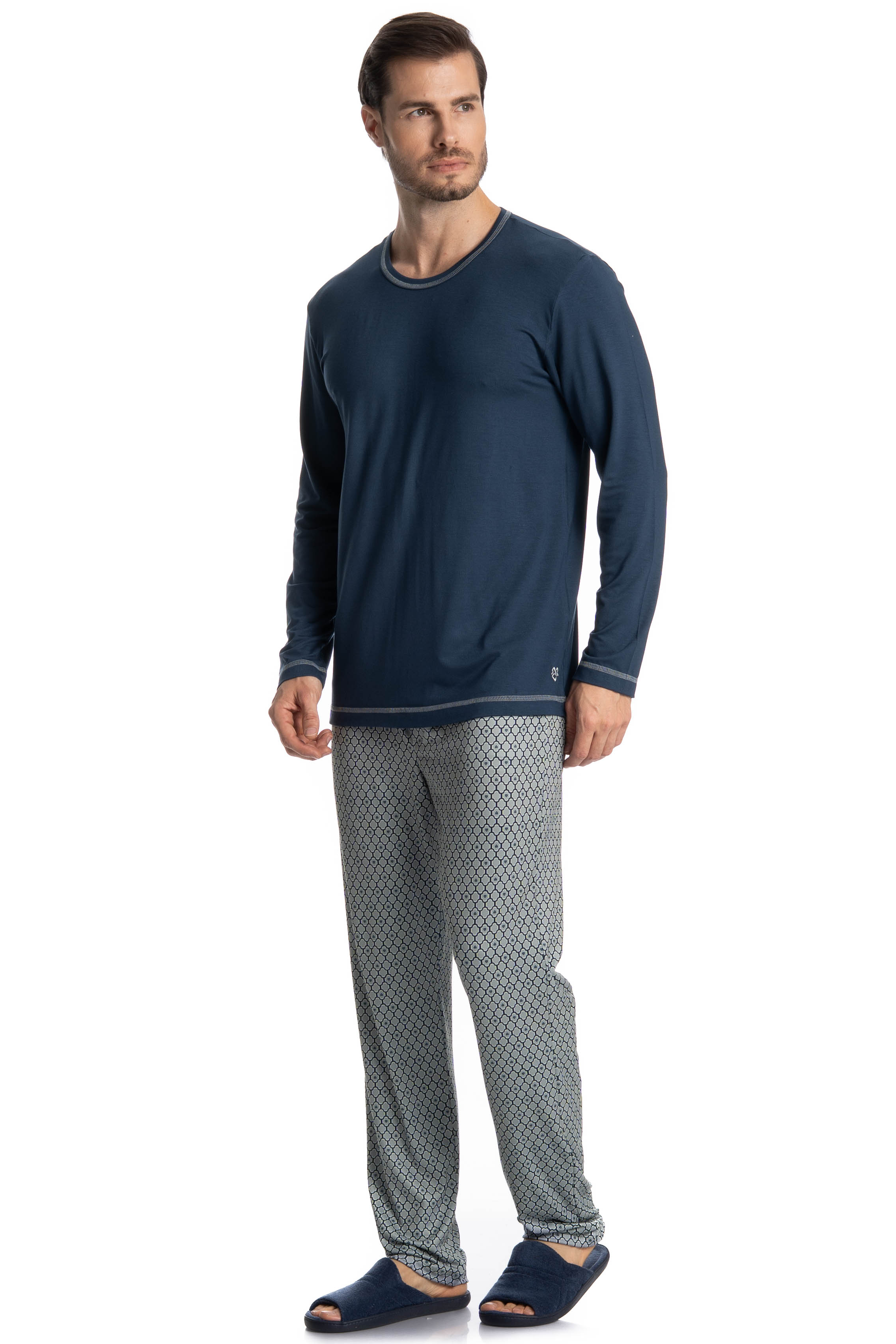 Pijama Masculino Longo Gabriel Azul-marinho - Imagem 1