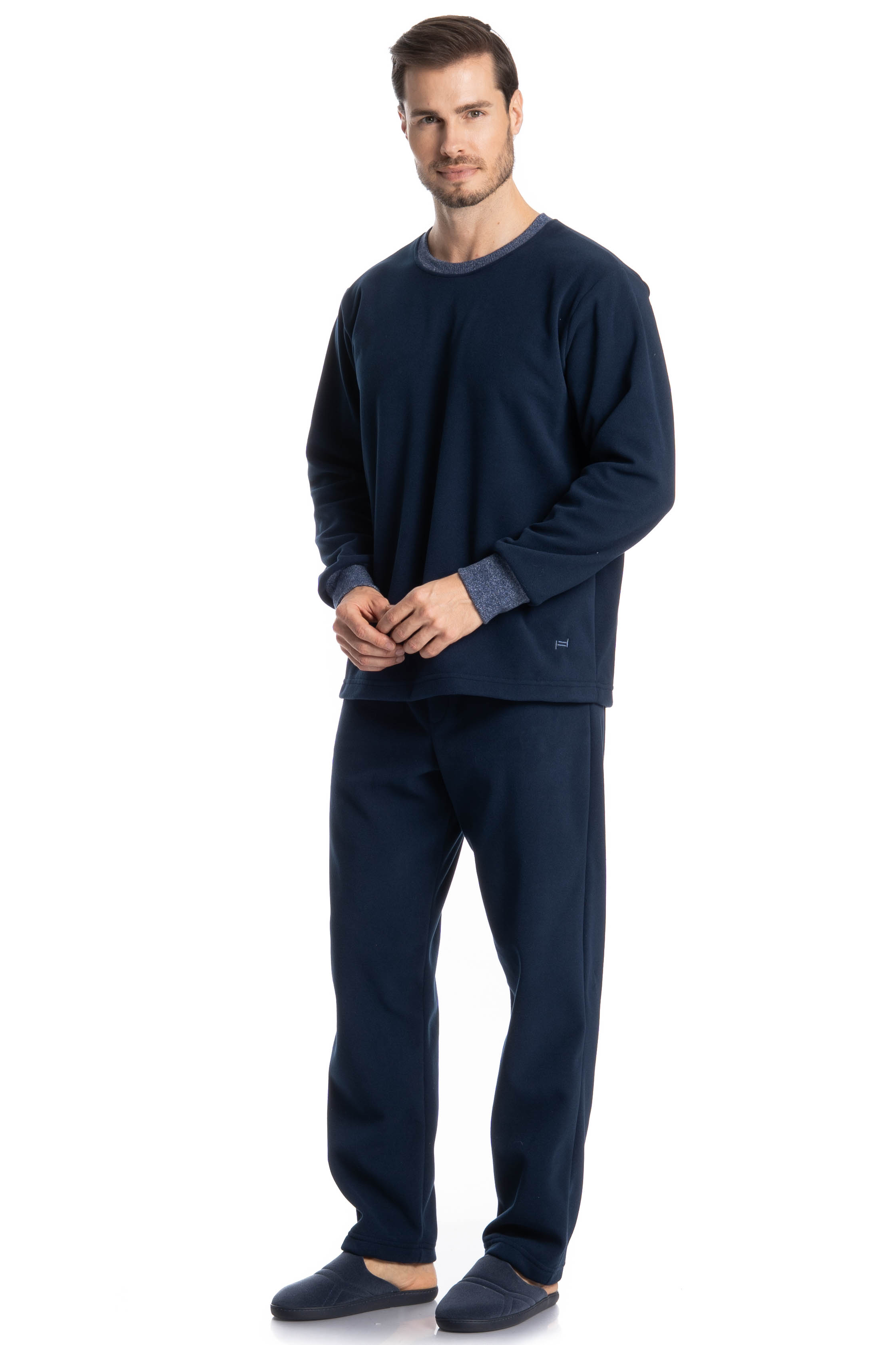 Pijama Longo Masculino Pedro Azul-marinho - Imagem 1