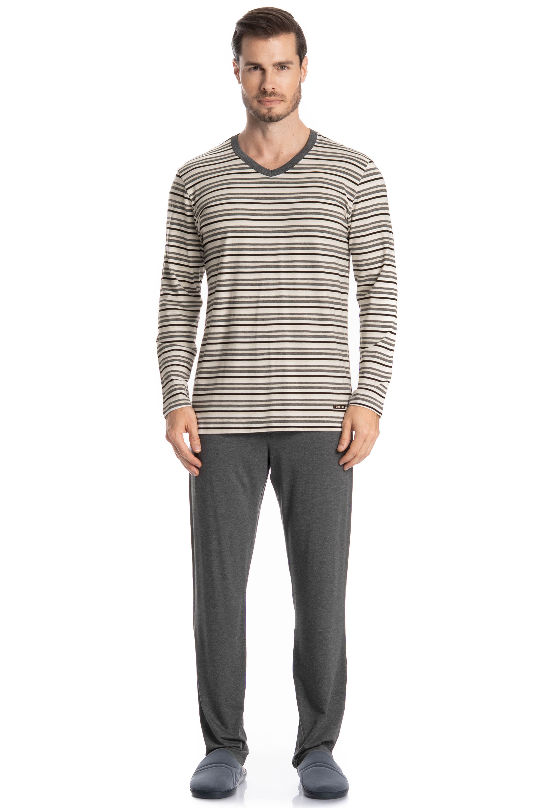 Pijama Masculino Longo José Cinza - Imagem 1