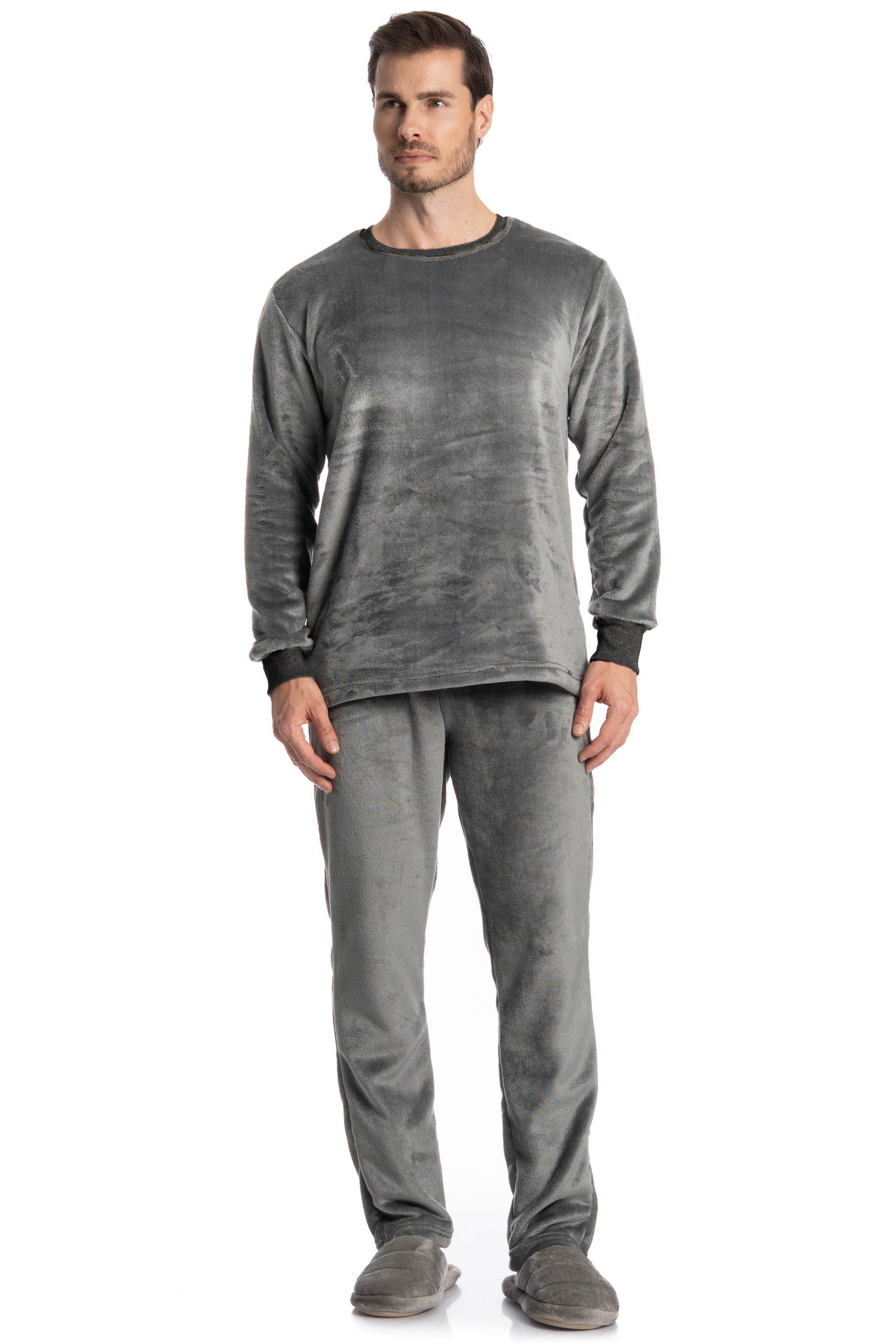 Pijama Longo Masculino Thales Cinza - Imagem 1
