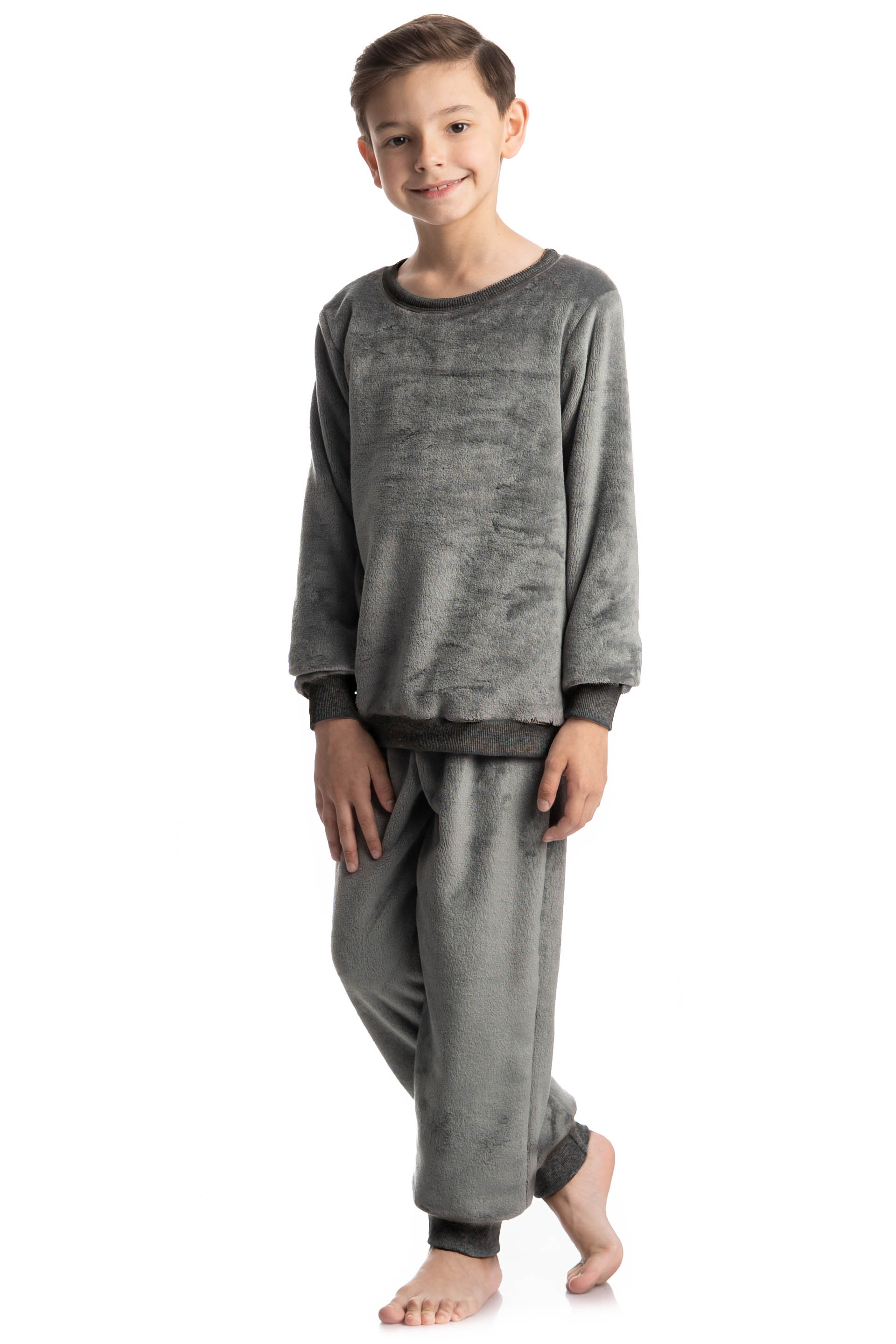 Pijama Infantil Masculino Longo Thales Cinza - Imagem 1